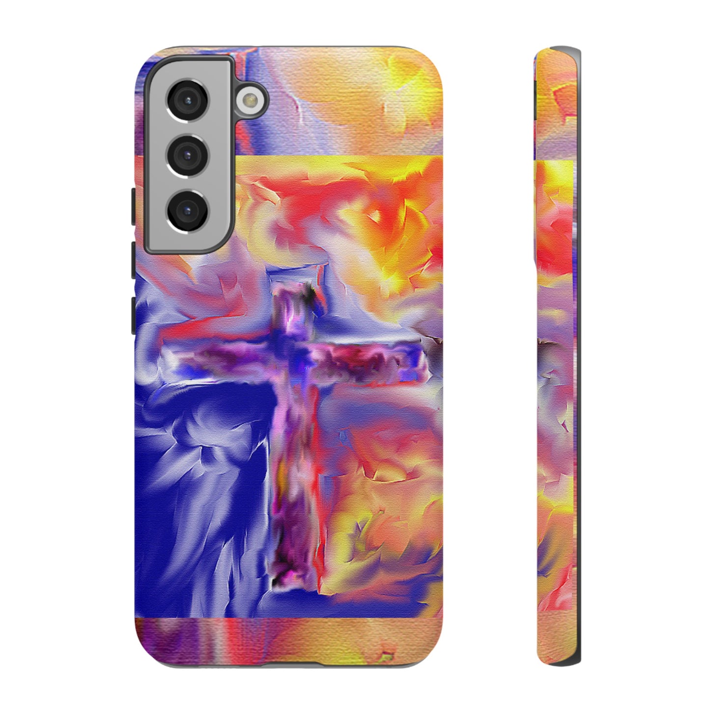 "Golden Rainbow - Divine Cross Protective Phone Case"