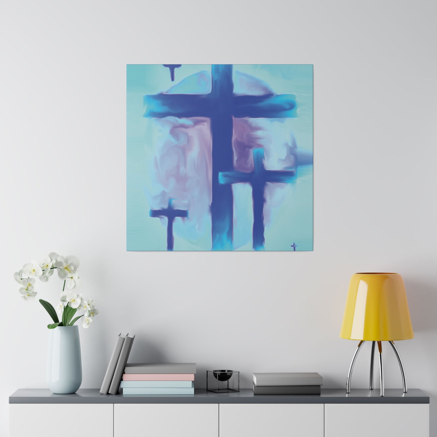 "Powerful Cross Painting - Inspirational Art by Rossouw on Matte Canvas"