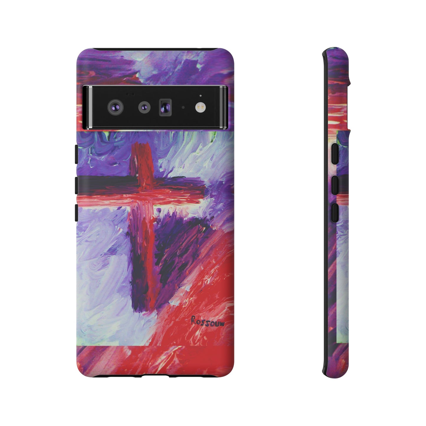 "Candy Skies - Divine Cross Protective Phone Case – Dual Layer Protection"