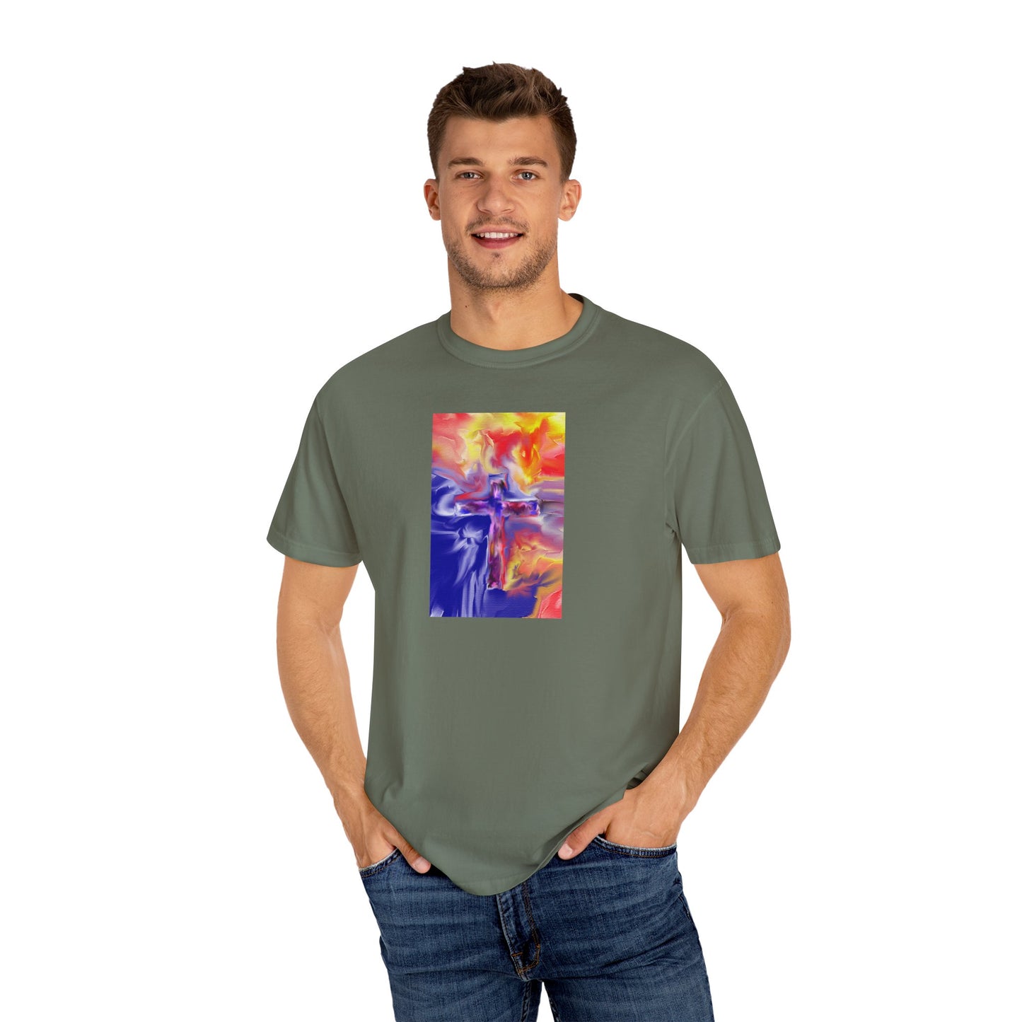 “Golden Rainbow - Spiritual Art Unisex Dyed T-Shirt – Comfort Colors 1717"