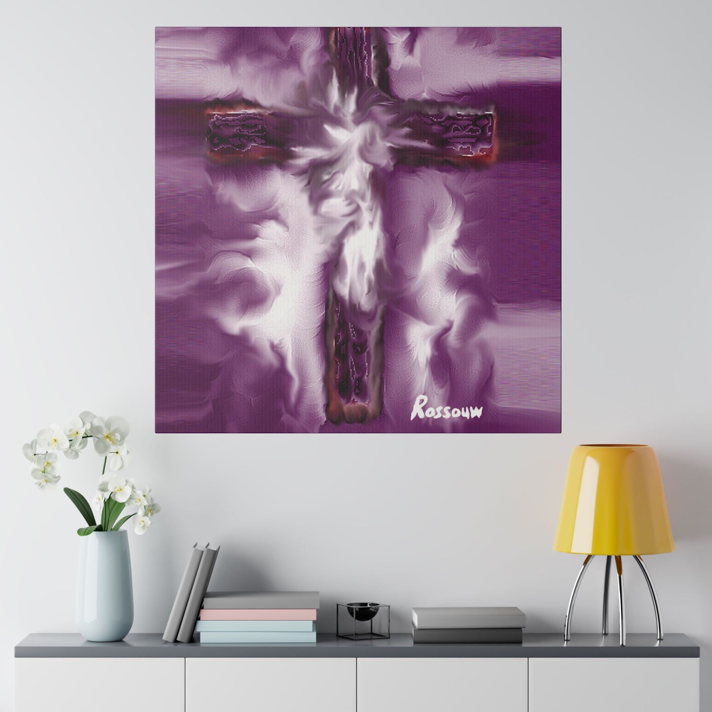 "Powerful Cross Painting - Inspirational Art by Rossouw on Matte Canvas"