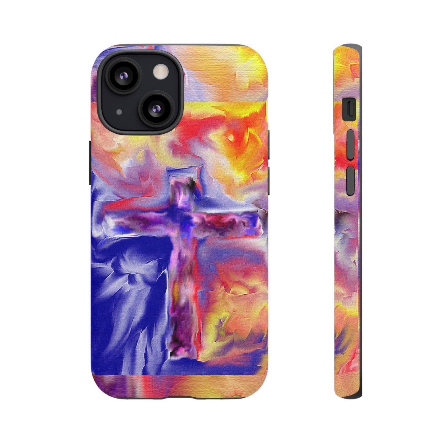 "Golden Rainbow - Divine Cross Protective Phone Case"