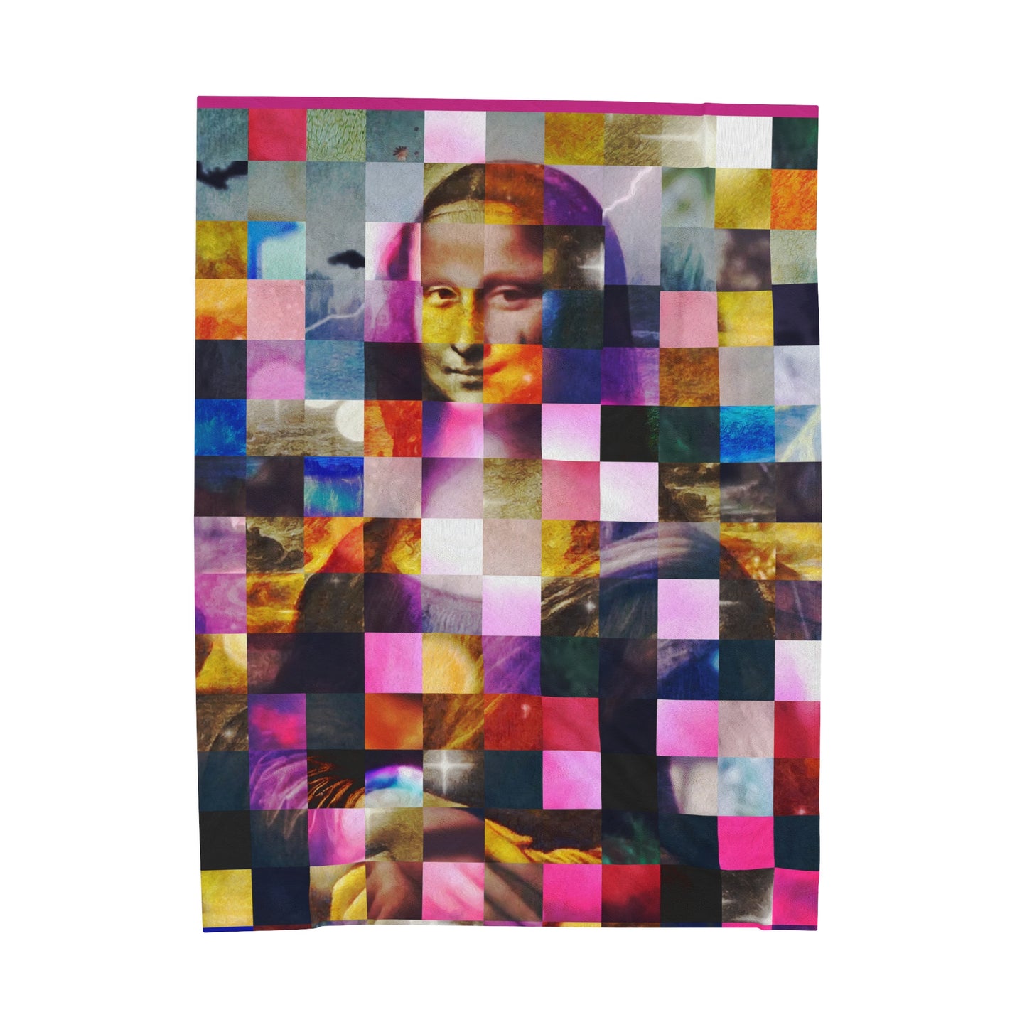 Mona Lisa (In Lights) Velveteen Plush Blanket: Stunning Art Design