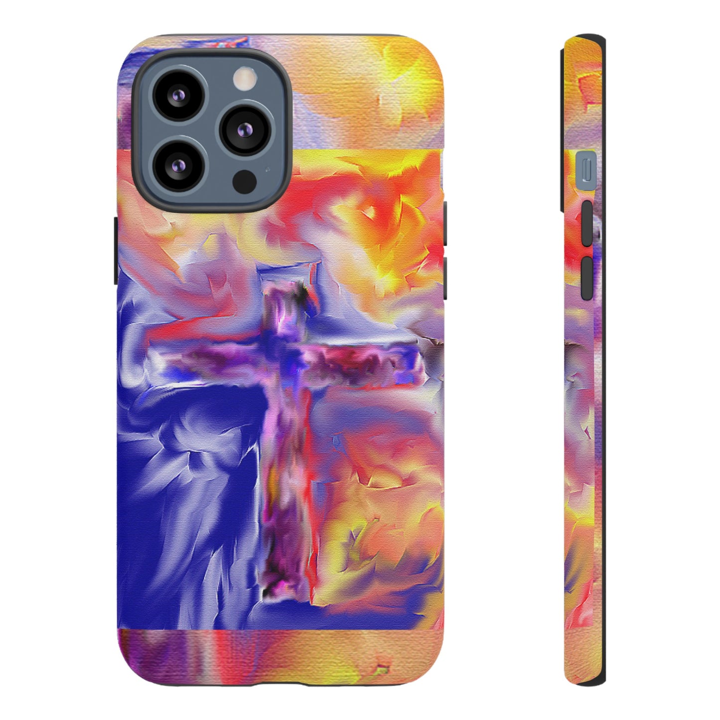 "Golden Rainbow - Divine Cross Protective Phone Case"