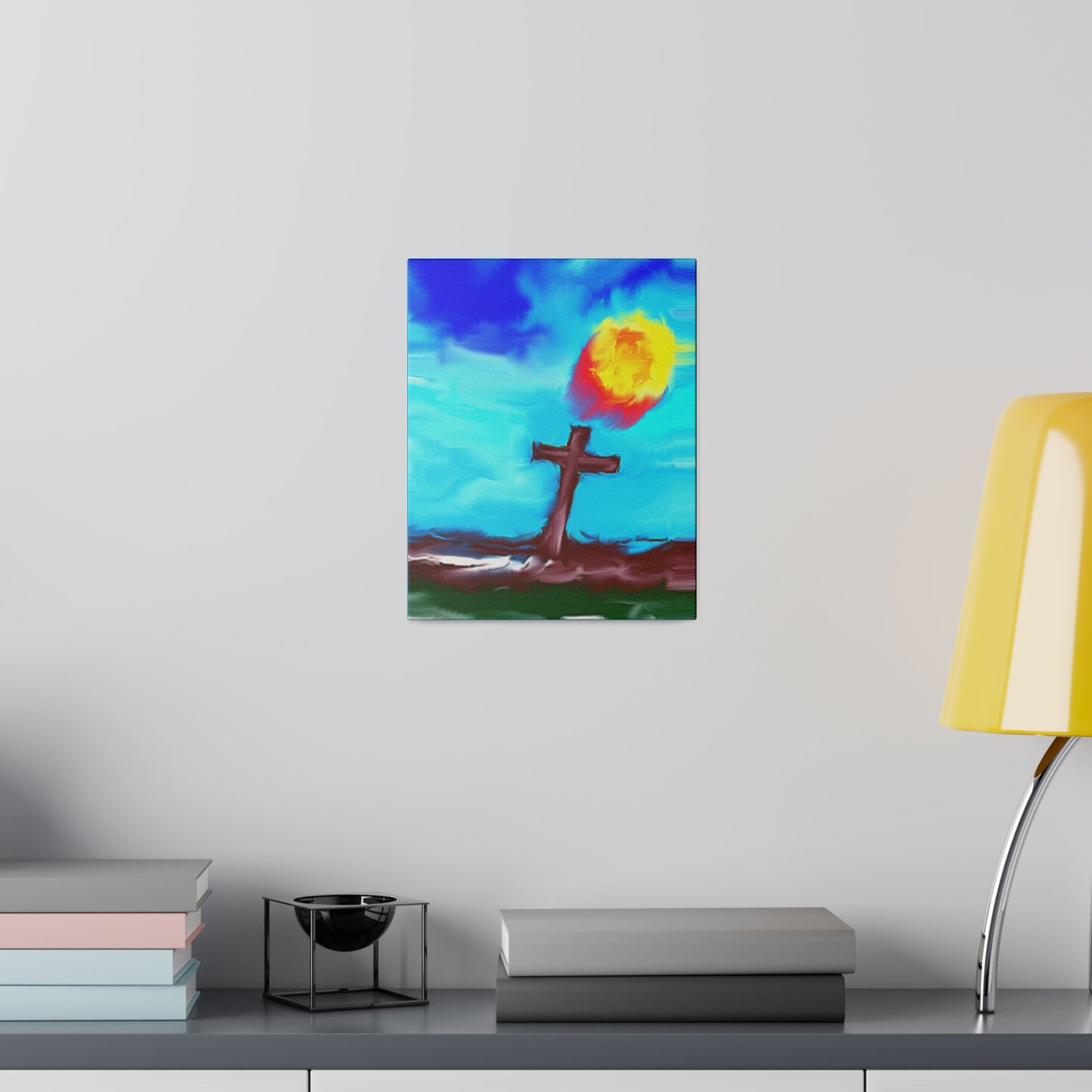 "Powerful Cross Painting - Inspirational Art by Rossouw on Matte Canvas"