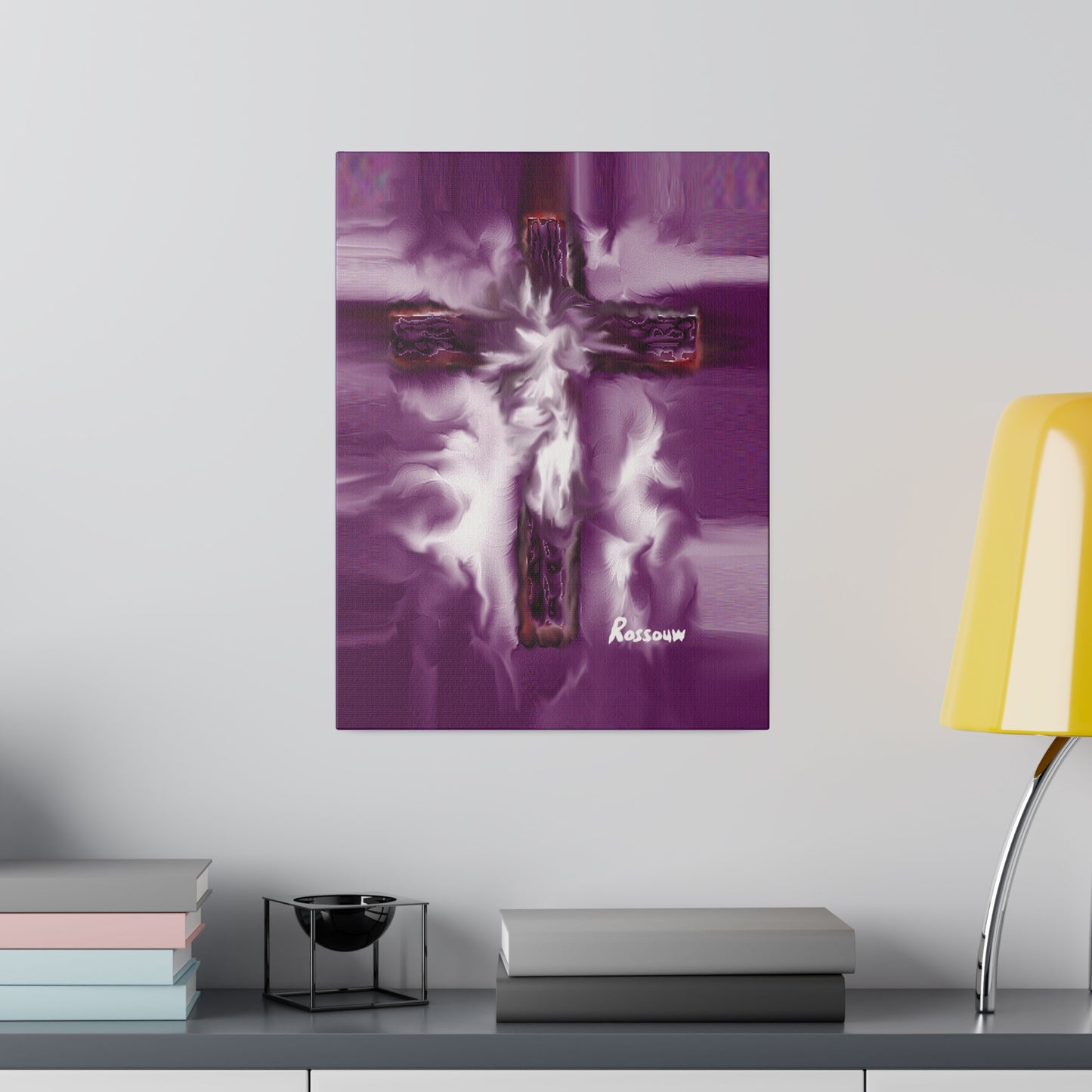 "Powerful Cross Painting - Inspirational Art by Rossouw on Matte Canvas"