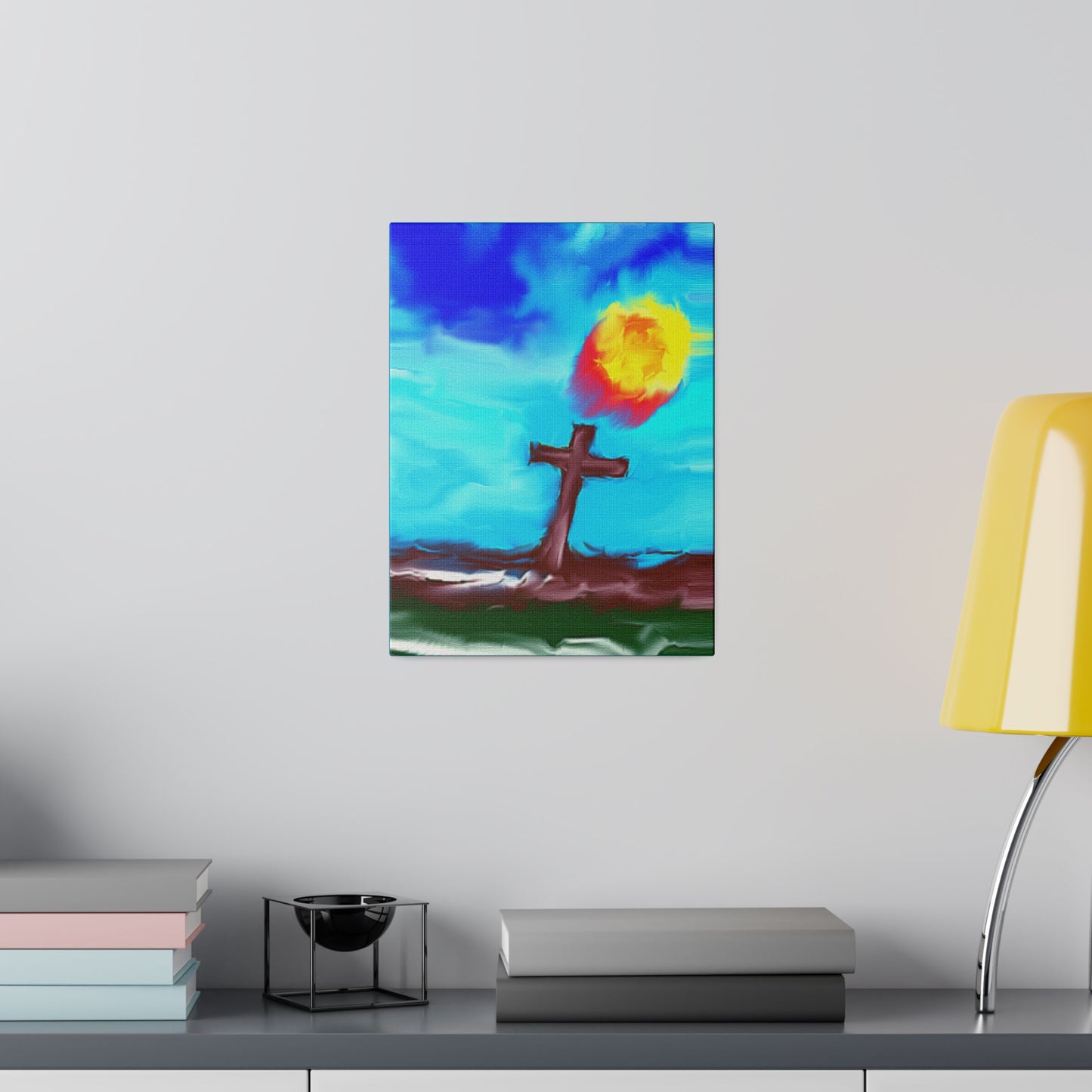 "Powerful Cross Painting - Inspirational Art by Rossouw on Matte Canvas"