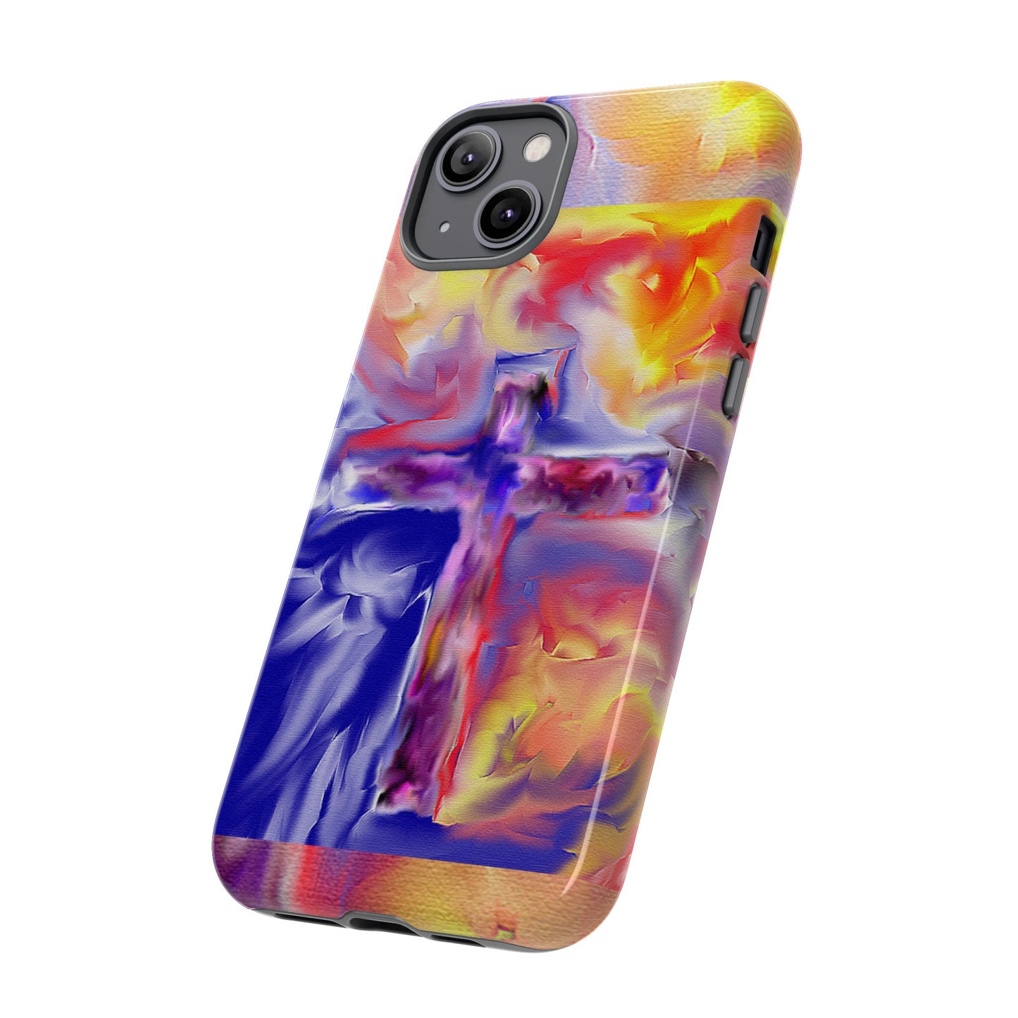 "Golden Rainbow - Divine Cross Protective Phone Case"