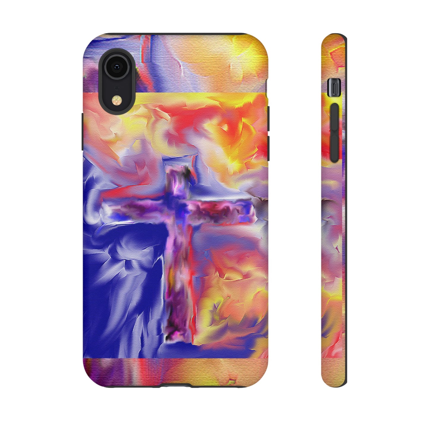 "Golden Rainbow - Divine Cross Protective Phone Case"