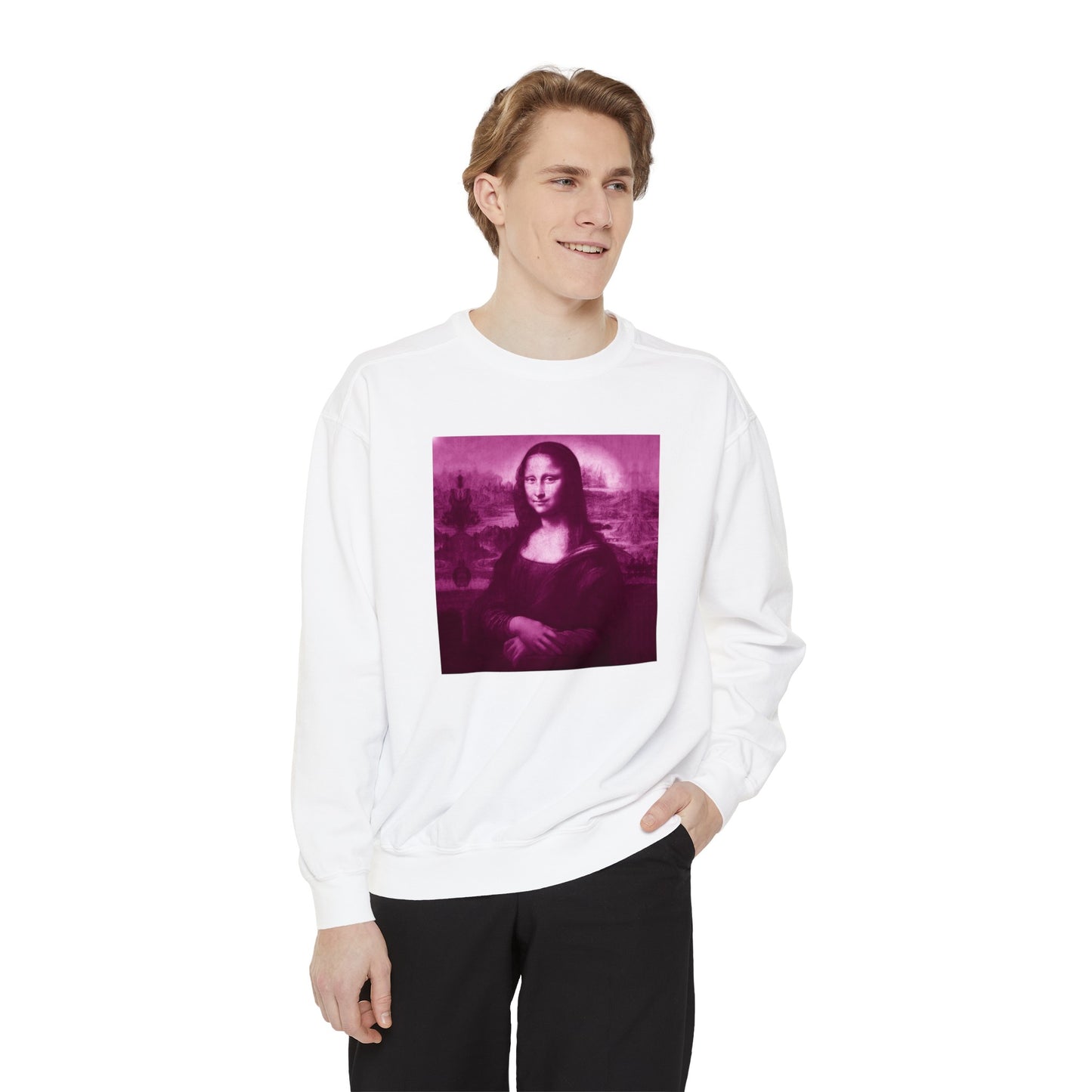 Mona Lisa (Pink): Luxurious Unisex Garment-Dyed Sweatshirt