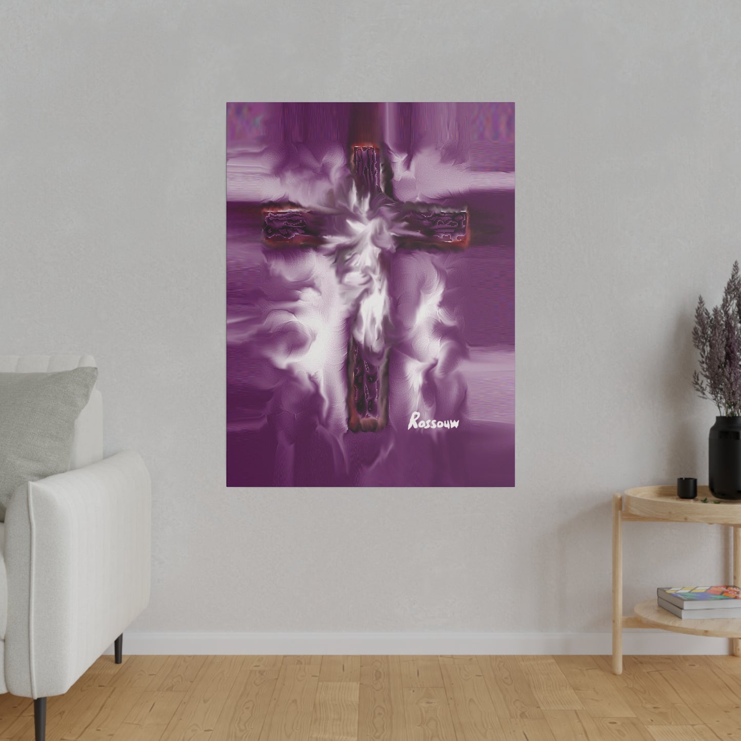 "Powerful Cross Painting - Inspirational Art by Rossouw on Matte Canvas"