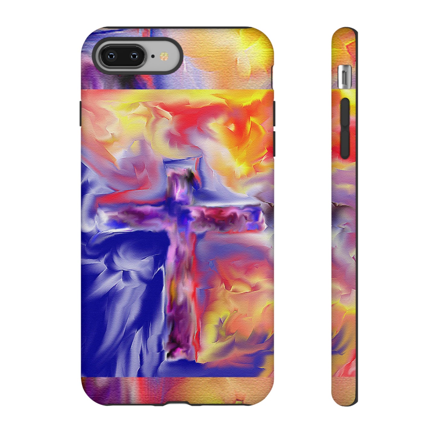 "Golden Rainbow - Divine Cross Protective Phone Case"