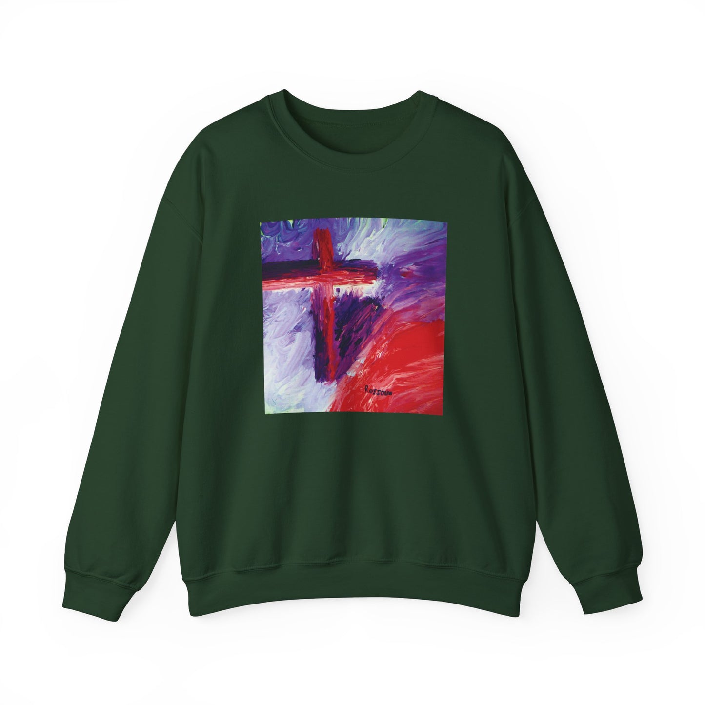 "Candy Skies - Enlightened Spirit Crewneck Sweatshirt – Spiritual Cross Art Painting”