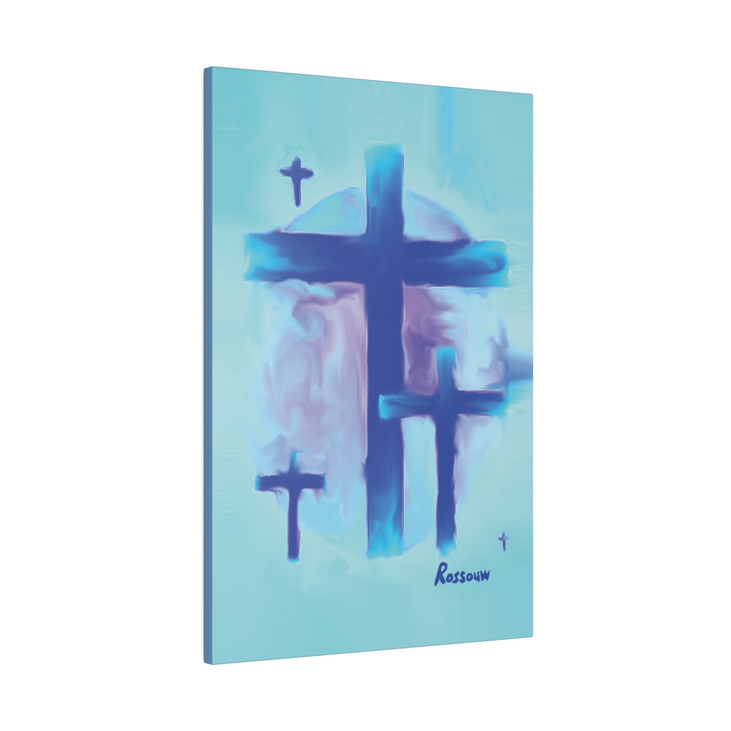 "Powerful Cross Painting - Inspirational Art by Rossouw on Matte Canvas"