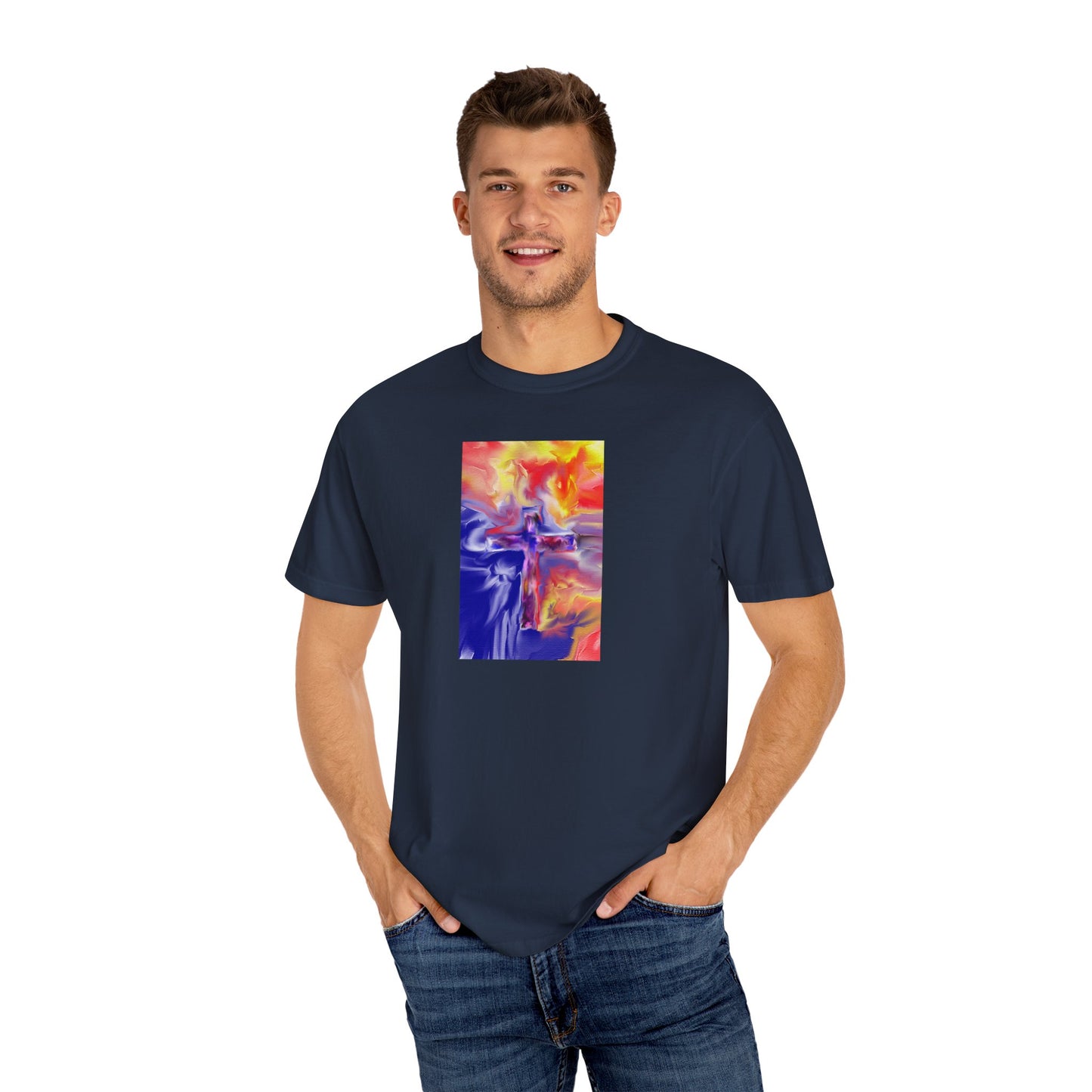 “Golden Rainbow - Spiritual Art Unisex Dyed T-Shirt – Comfort Colors 1717"