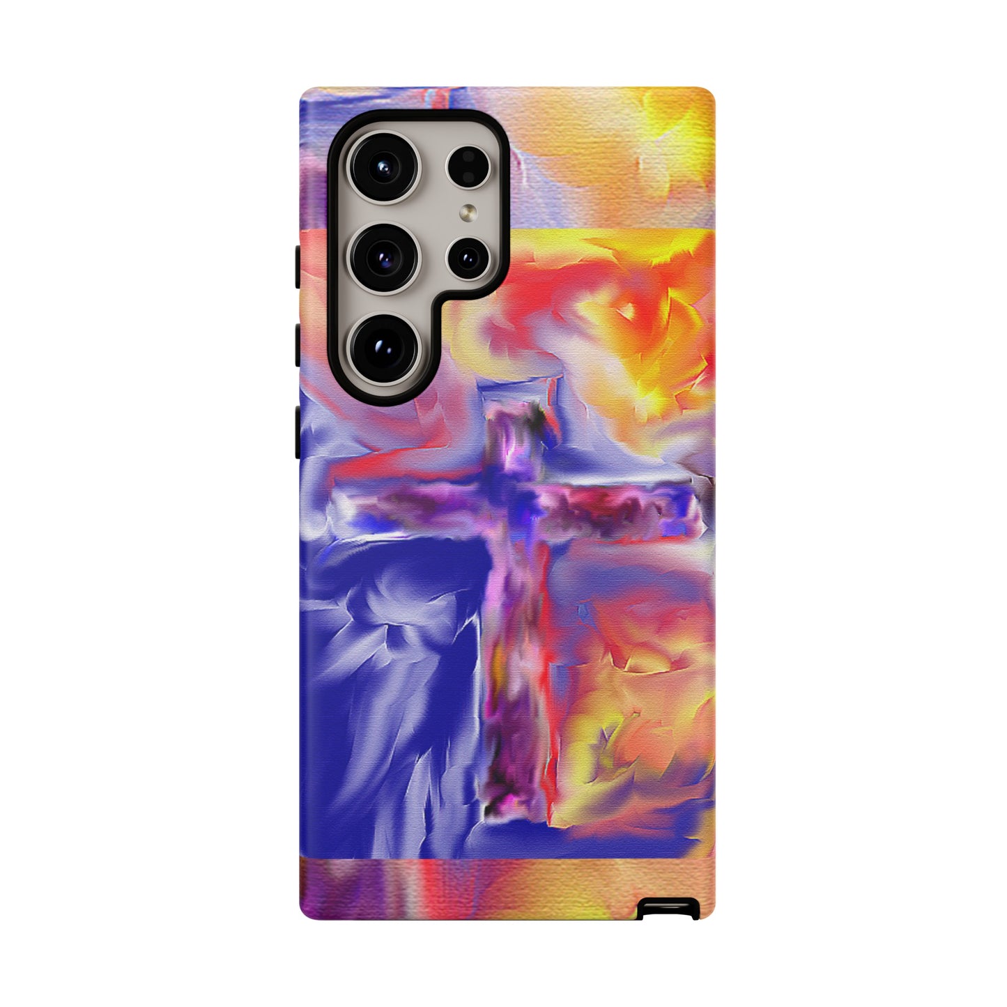 "Golden Rainbow - Divine Cross Protective Phone Case"