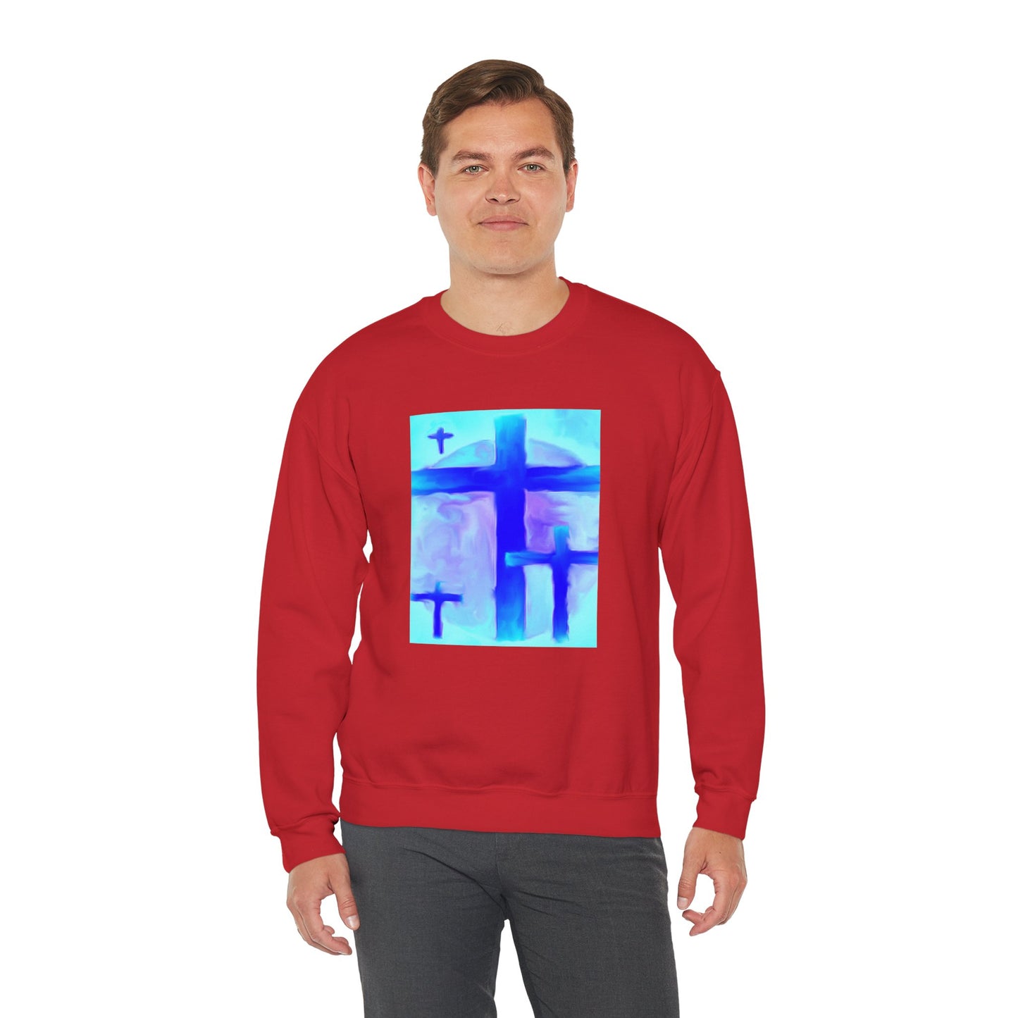 "Dream Visions - Enlightened Spirit Crewneck Sweatshirt – Spiritual Cross Art Painting”