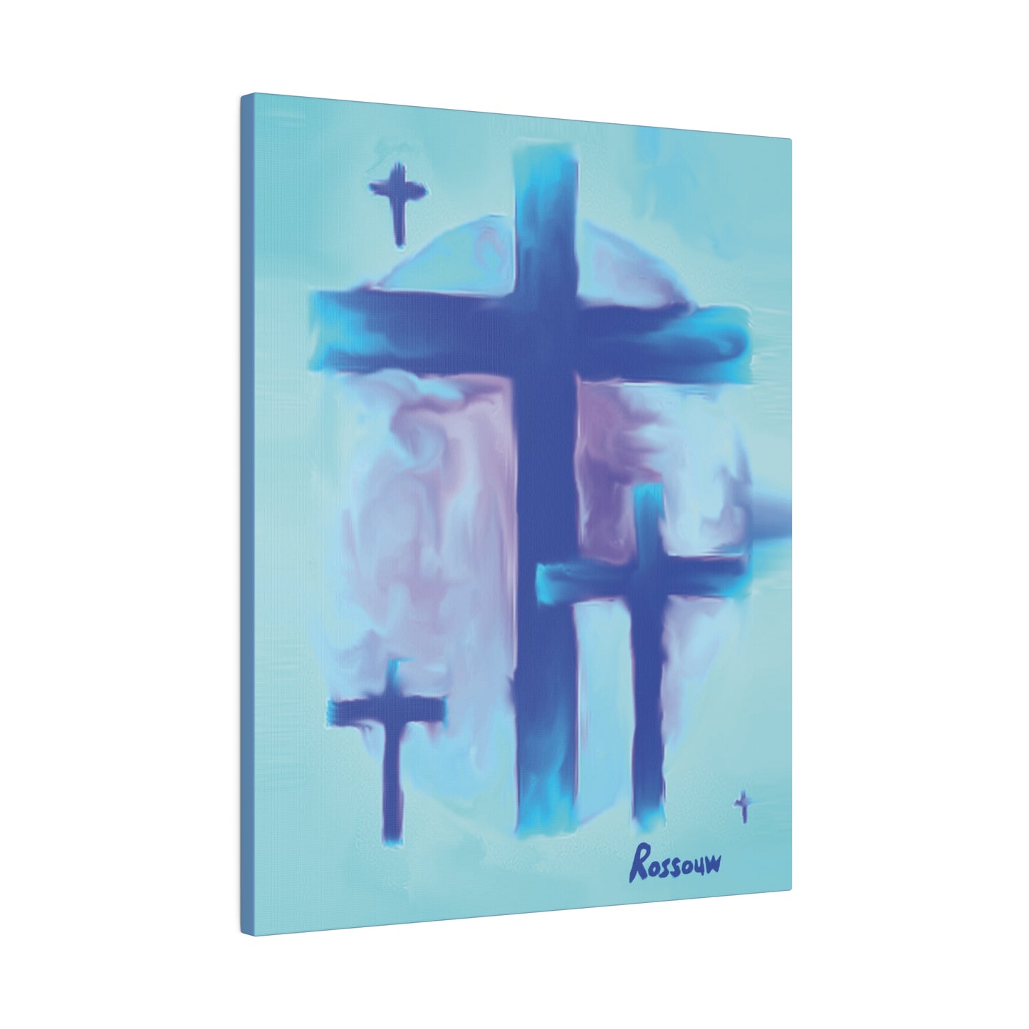 "Powerful Cross Painting - Inspirational Art by Rossouw on Matte Canvas"