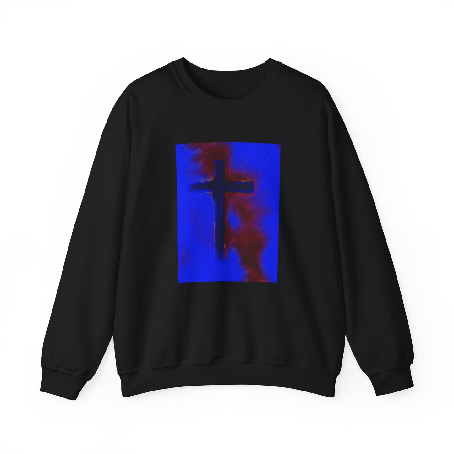 "Rise Up - Enlightened Spirit Crewneck Sweatshirt – Spiritual Cross Painting”