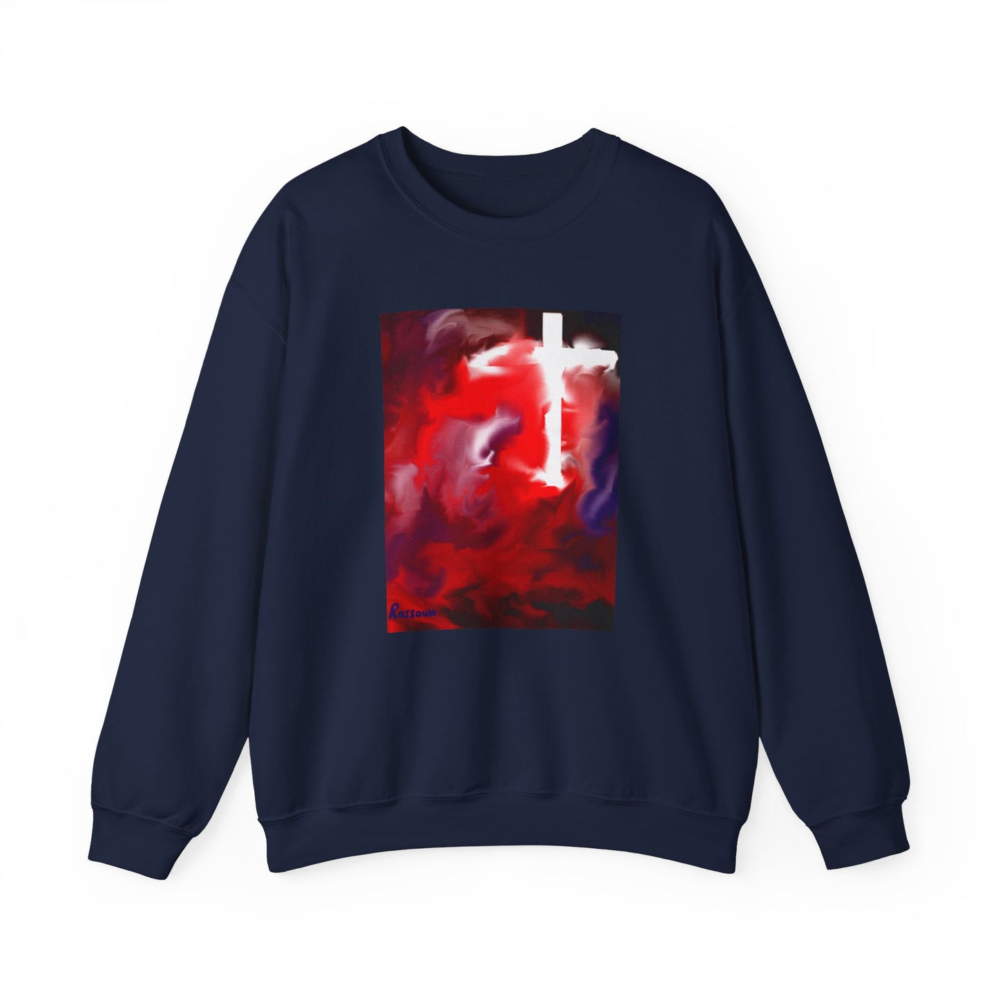 "Above The Light - Enlightened Spirit Crewneck Sweatshirt – Spiritual Cross Art Painting”