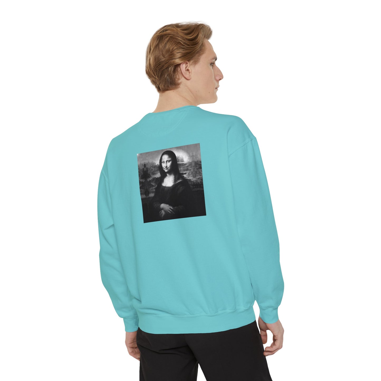 Mona Lisa (B&W): Luxurious Unisex Garment-Dyed Sweatshirt