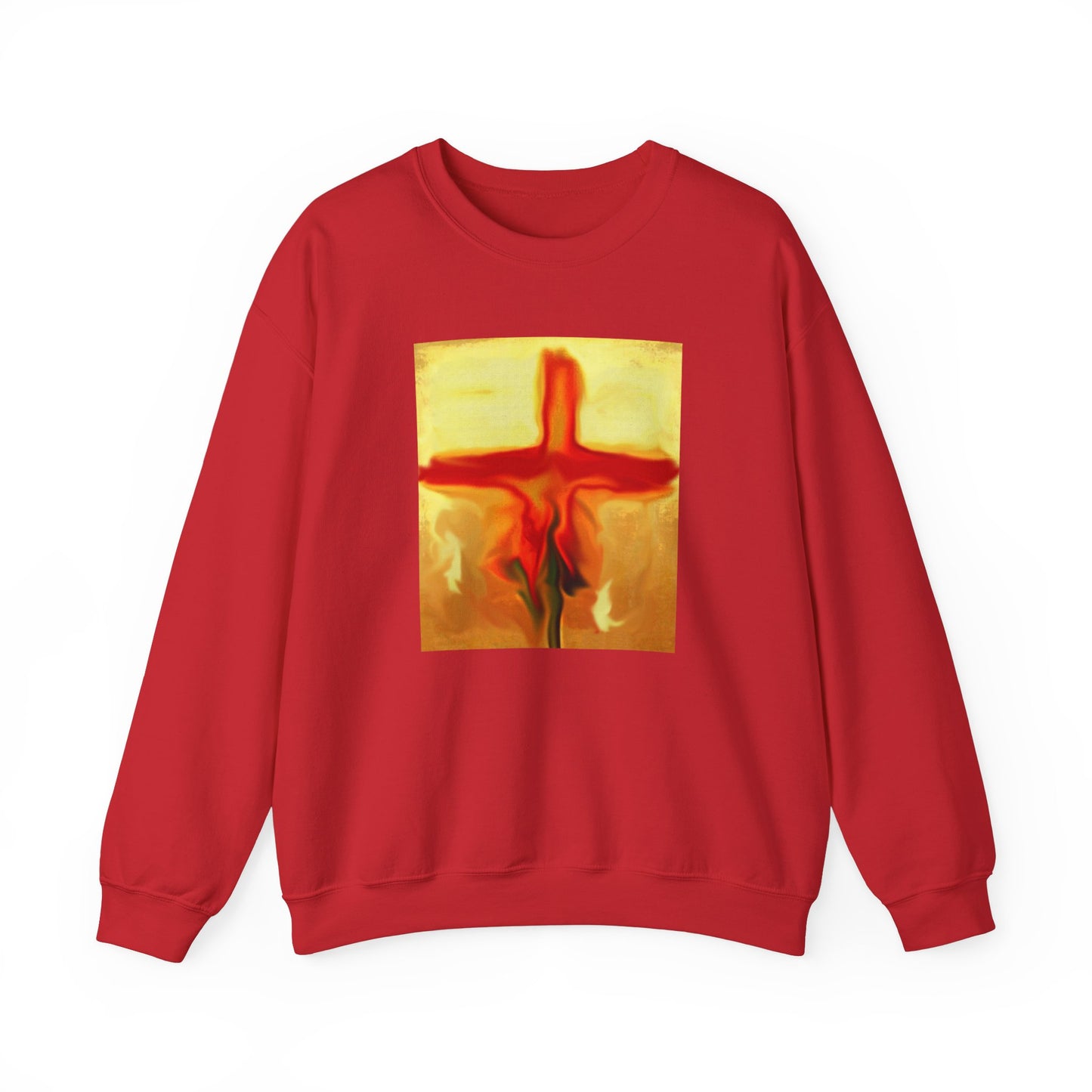 "Rose Petals - Enlightened Spirit Crewneck Sweatshirt – Spiritual Cross Art Painting”