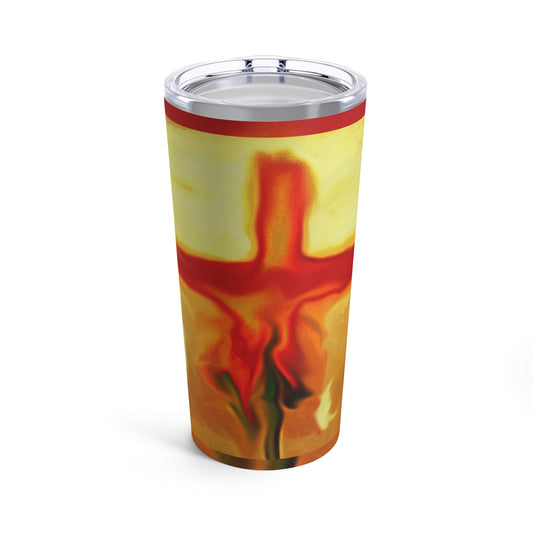 "Rose Petals - Sacred Cross Art Tumbler by Rossouw – 20oz Stainless Steel Spiritual Drinkware"