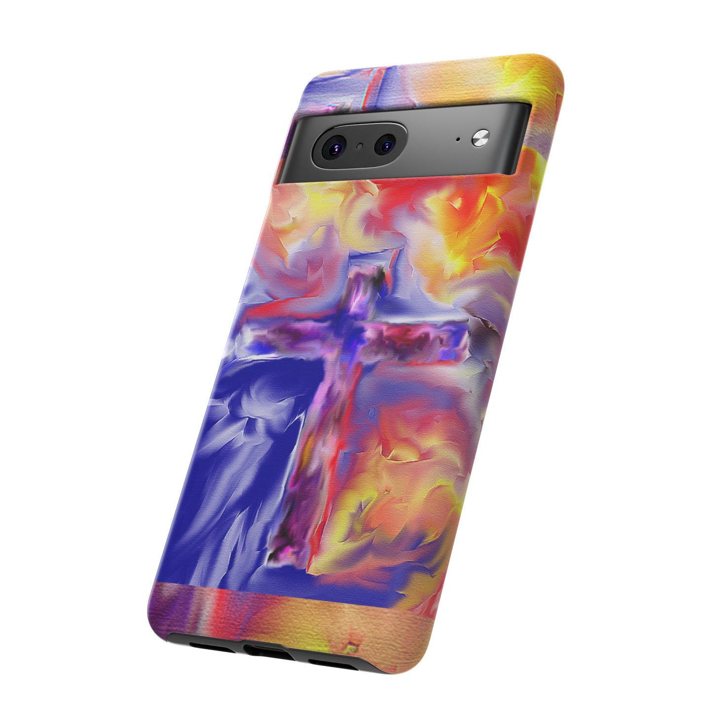 "Golden Rainbow - Divine Cross Protective Phone Case"