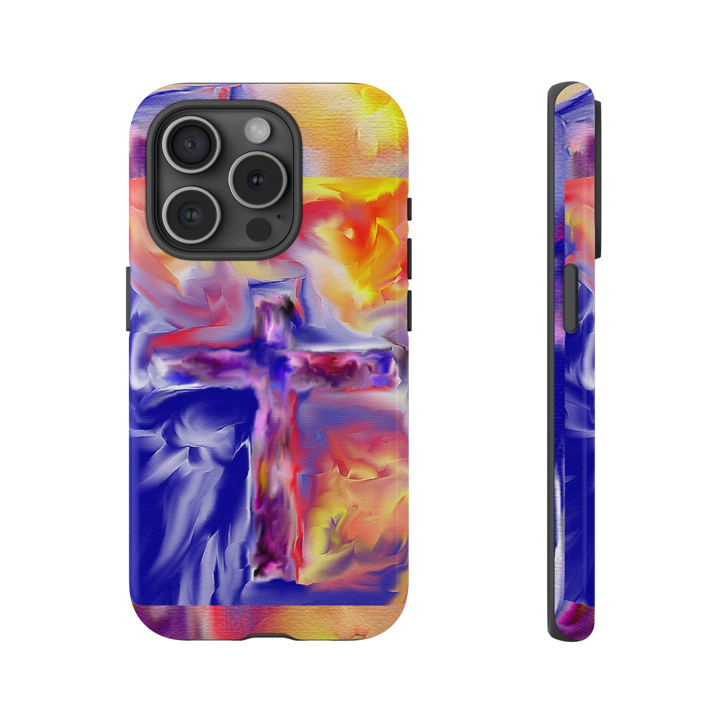 "Golden Rainbow - Divine Cross Protective Phone Case"