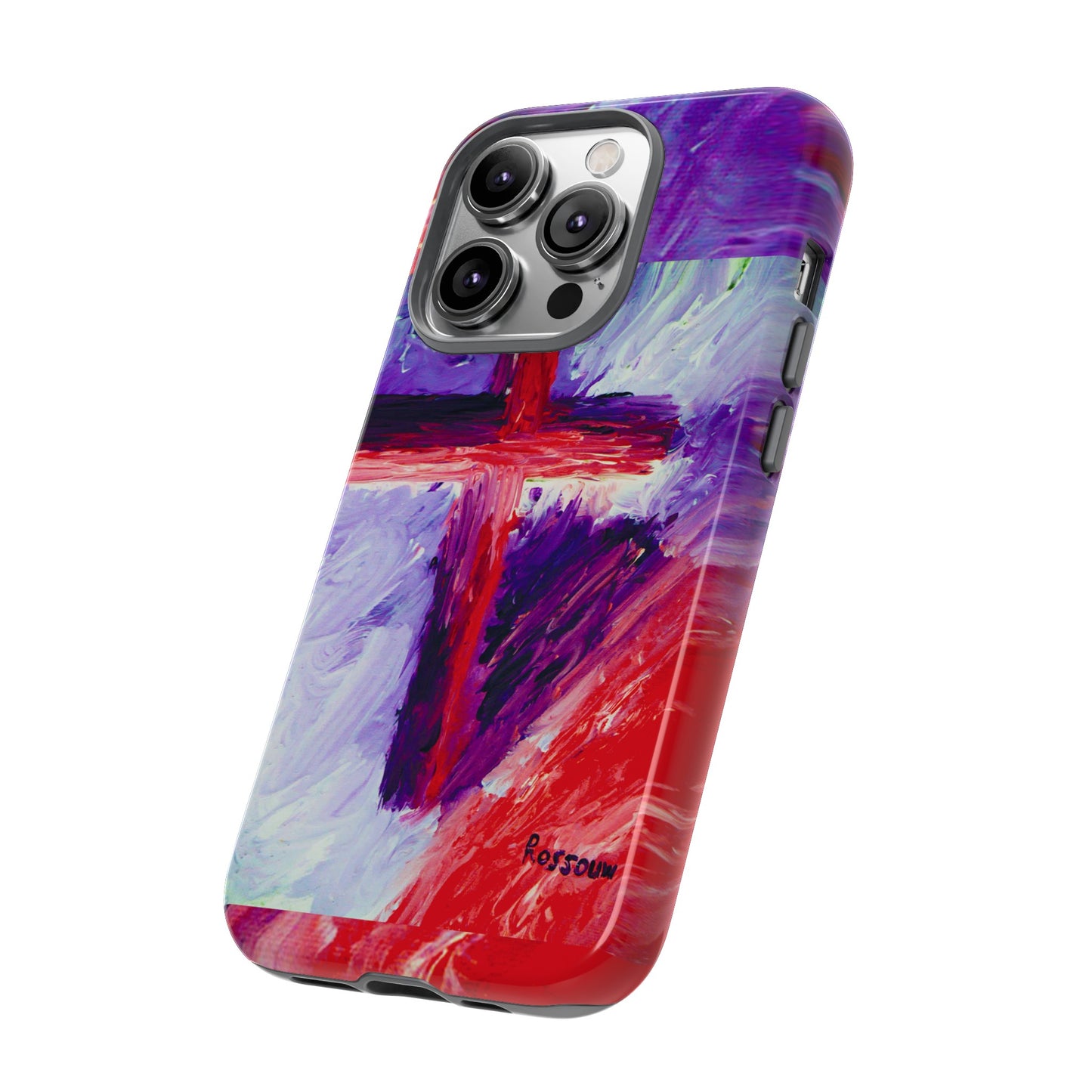 "Candy Skies - Divine Cross Protective Phone Case – Dual Layer Protection"