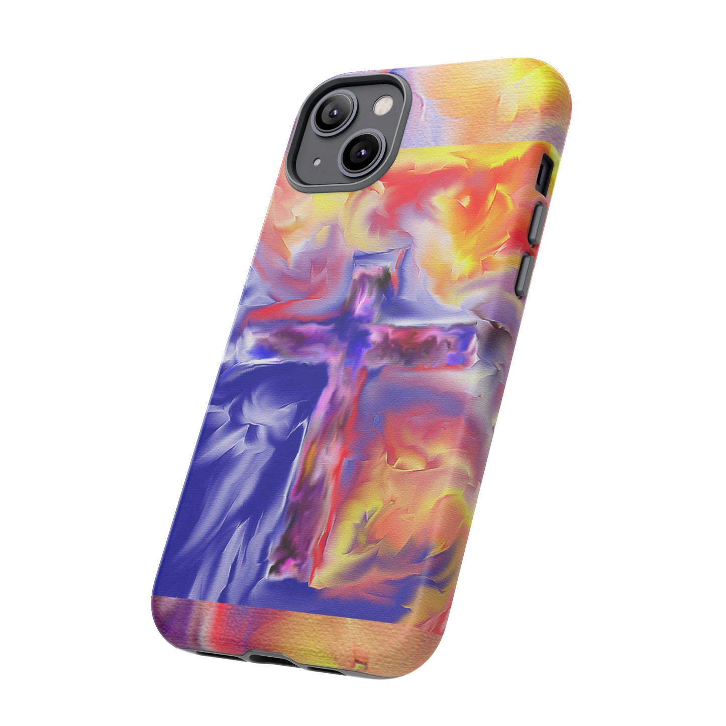 "Golden Rainbow - Divine Cross Protective Phone Case"