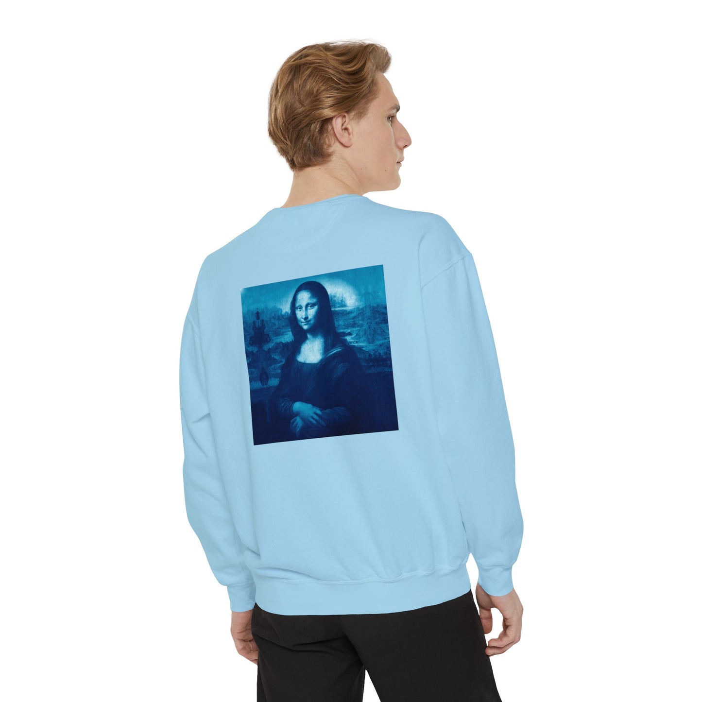 Mona Lisa (blue): Luxurious Unisex Garment-Dyed Sweatshirt