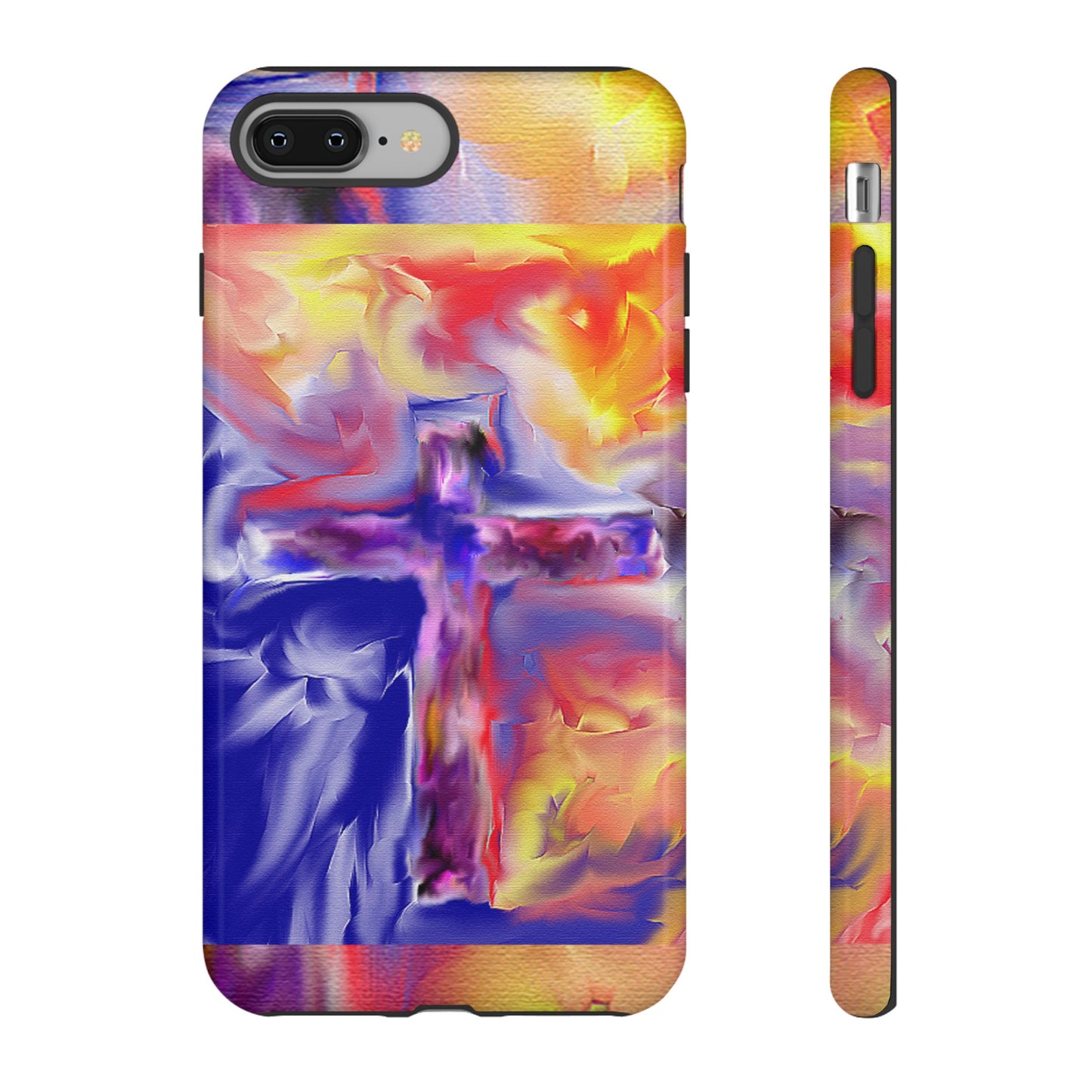 "Golden Rainbow - Divine Cross Protective Phone Case"