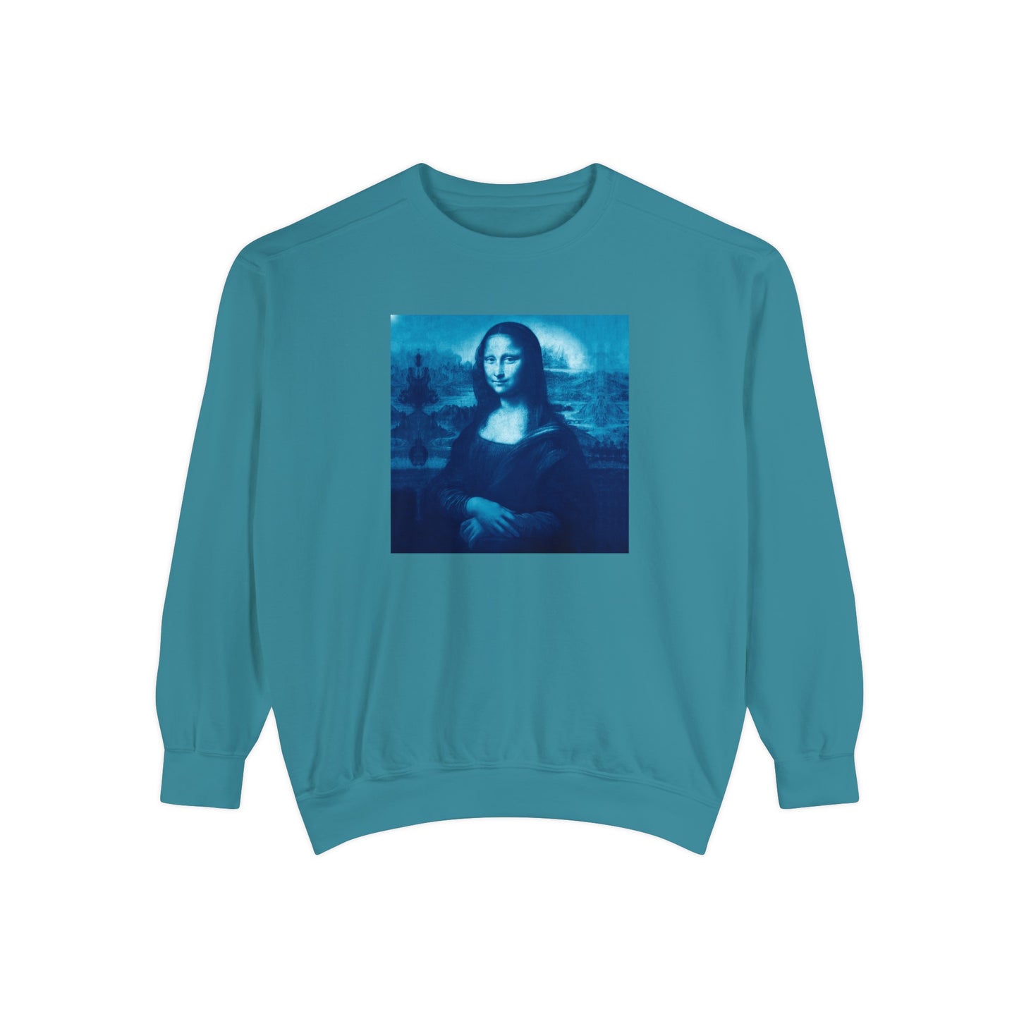 Mona Lisa (blue): Luxurious Unisex Garment-Dyed Sweatshirt