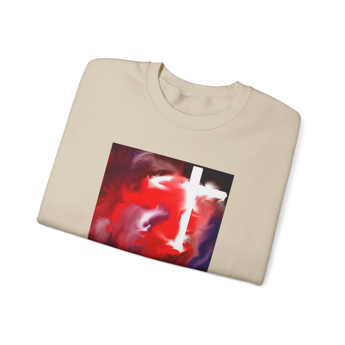 "Above The Light - Enlightened Spirit Crewneck Sweatshirt – Spiritual Cross Art Painting”