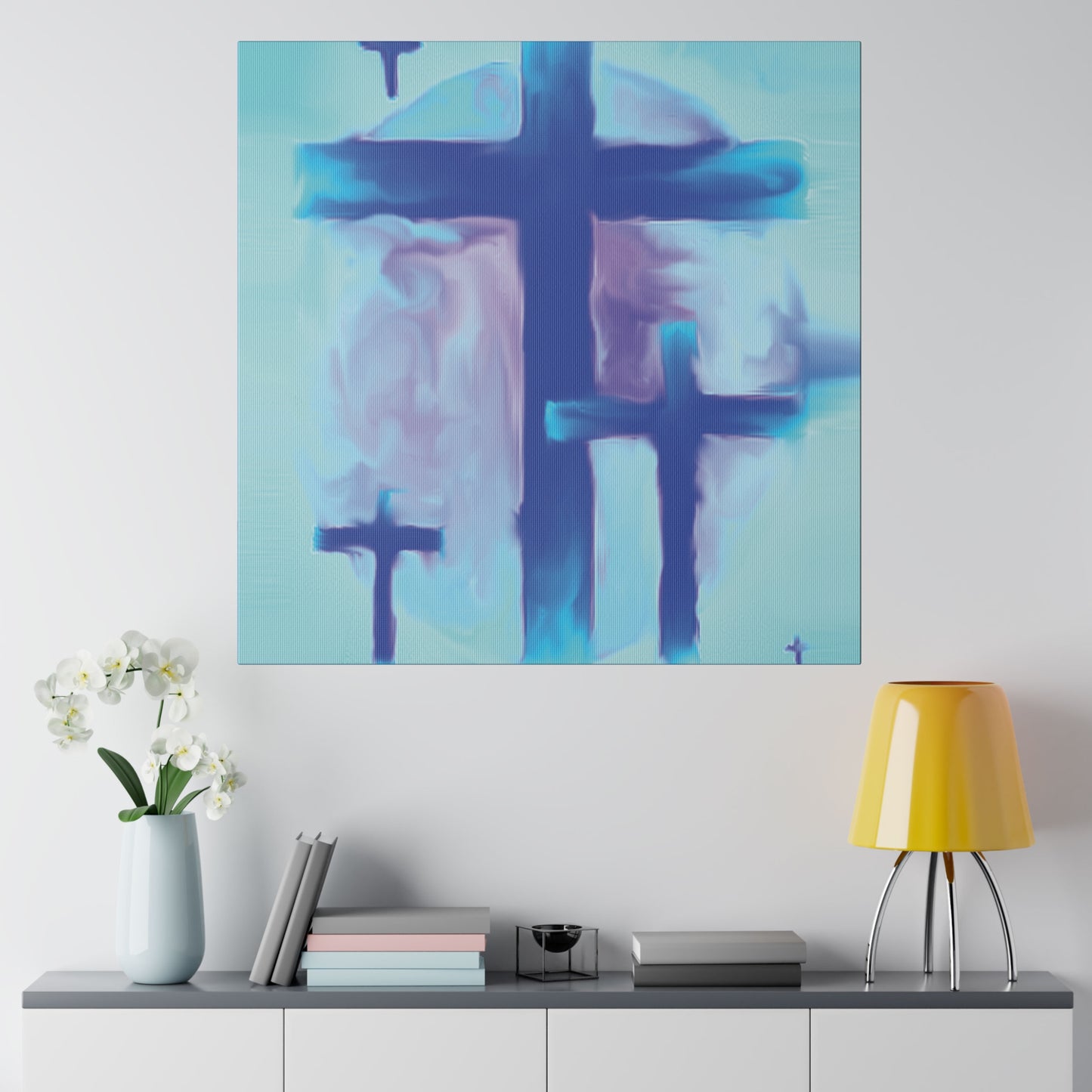 "Powerful Cross Painting - Inspirational Art by Rossouw on Matte Canvas"