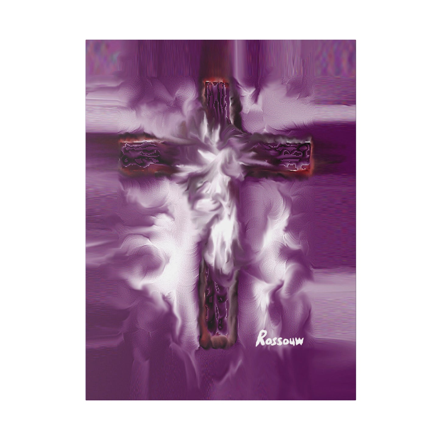 "Powerful Cross Painting - Inspirational Art by Rossouw on Matte Canvas"