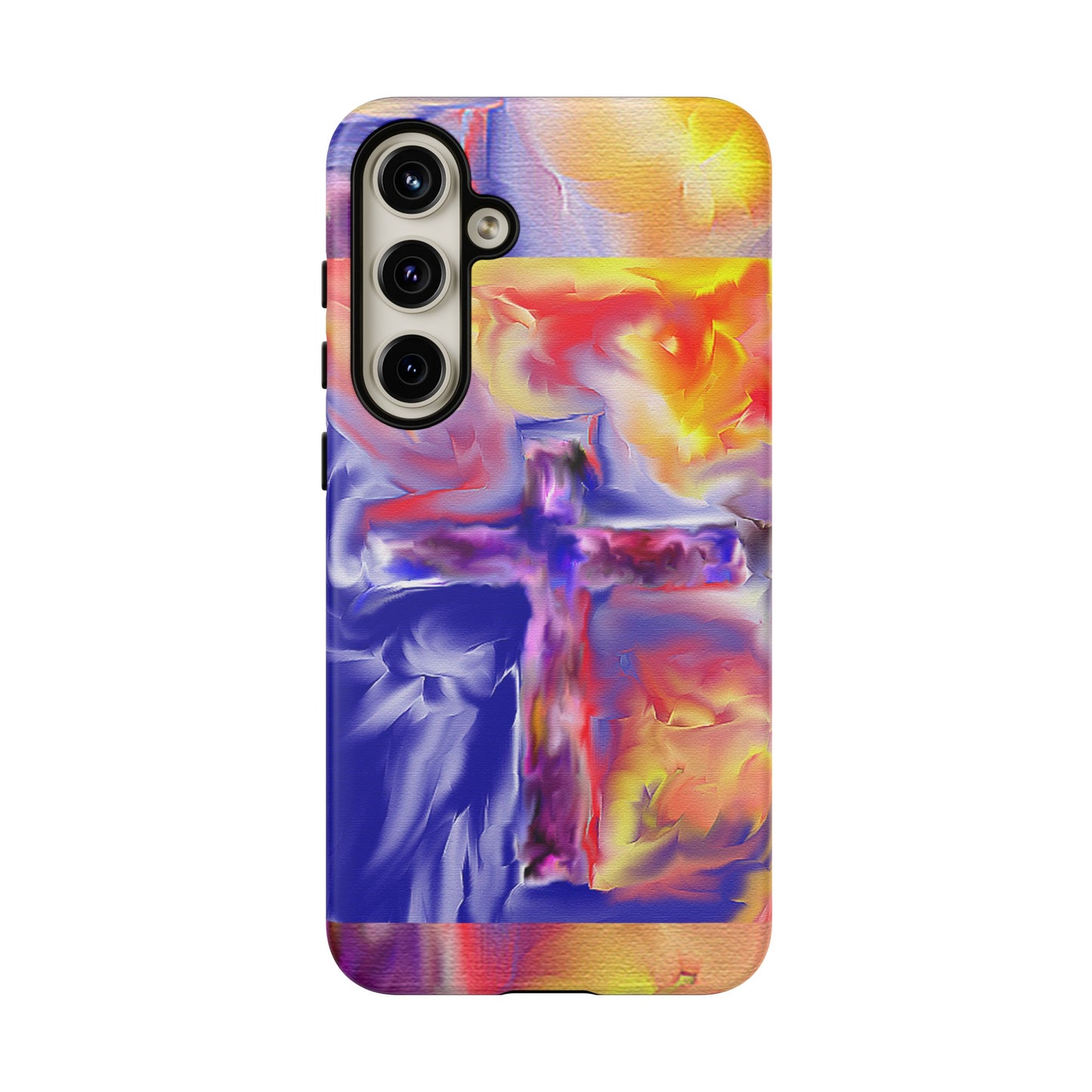 "Golden Rainbow - Divine Cross Protective Phone Case"