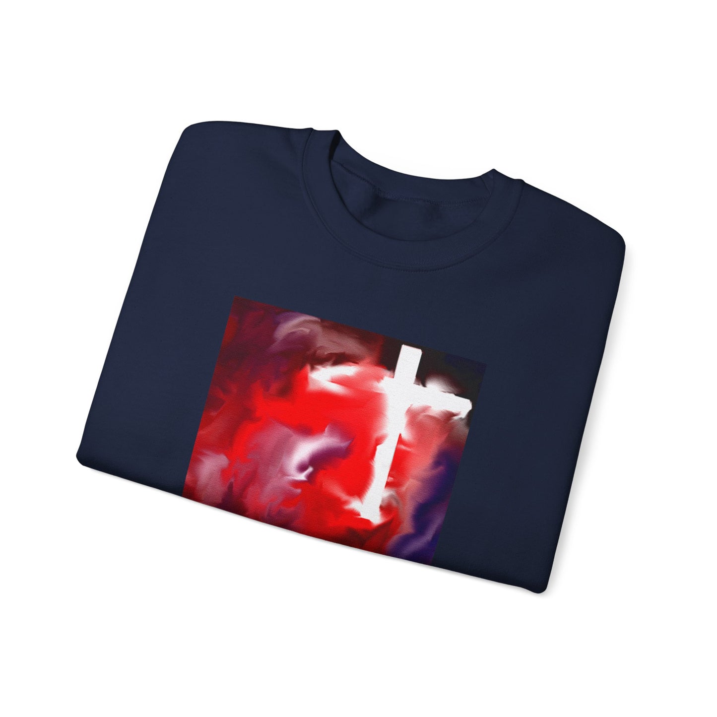 "Above The Light - Enlightened Spirit Crewneck Sweatshirt – Spiritual Cross Art Painting”