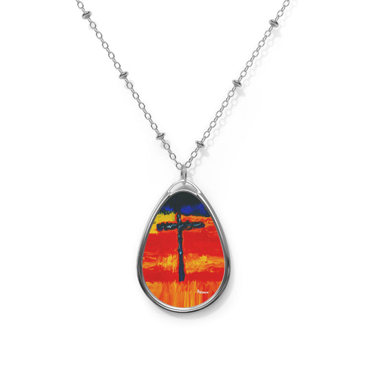 Rainbow Warrior - Inspirational Ellipse Pendant – Spiritual Art Necklace by Rossouw