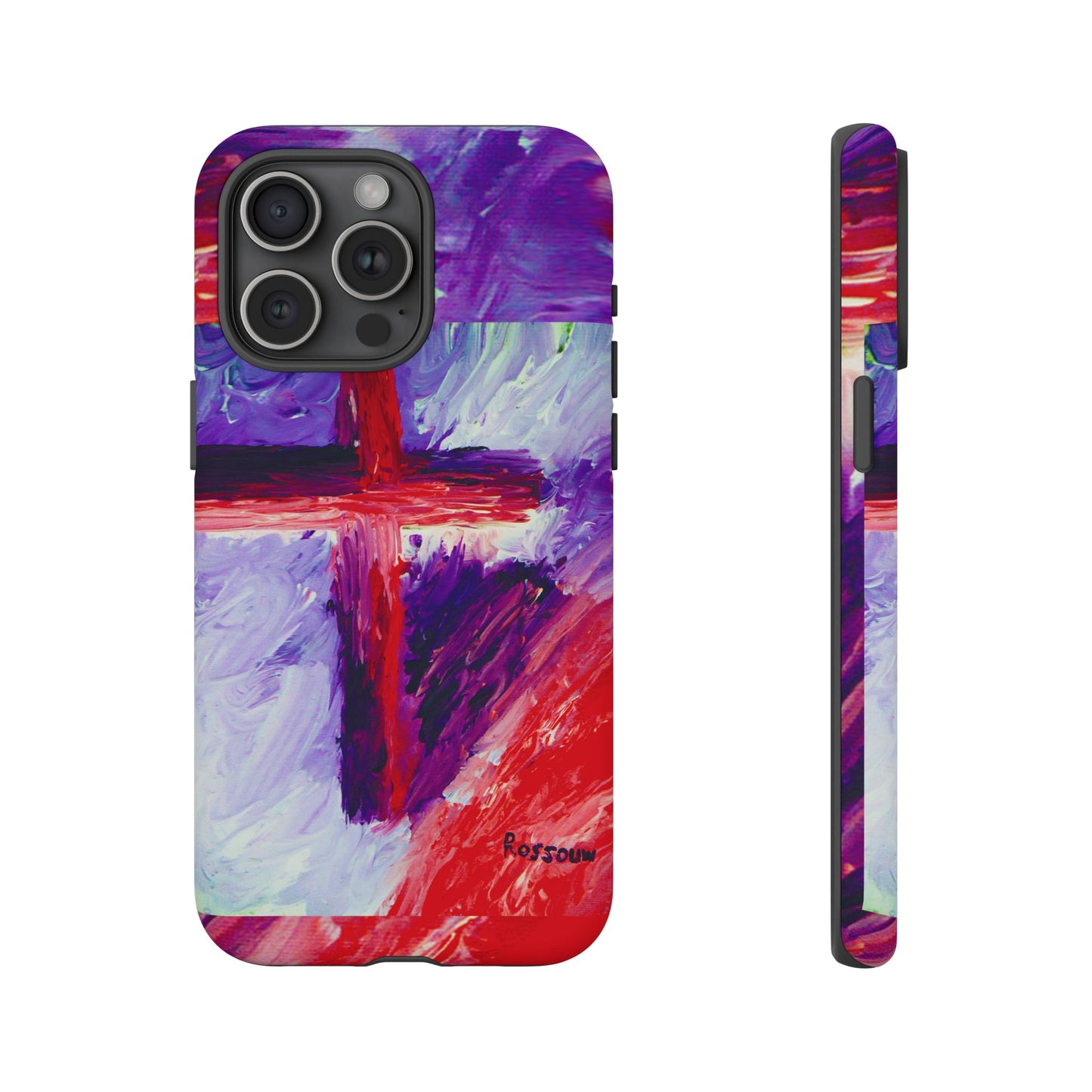 "Candy Skies - Divine Cross Protective Phone Case – Dual Layer Protection"