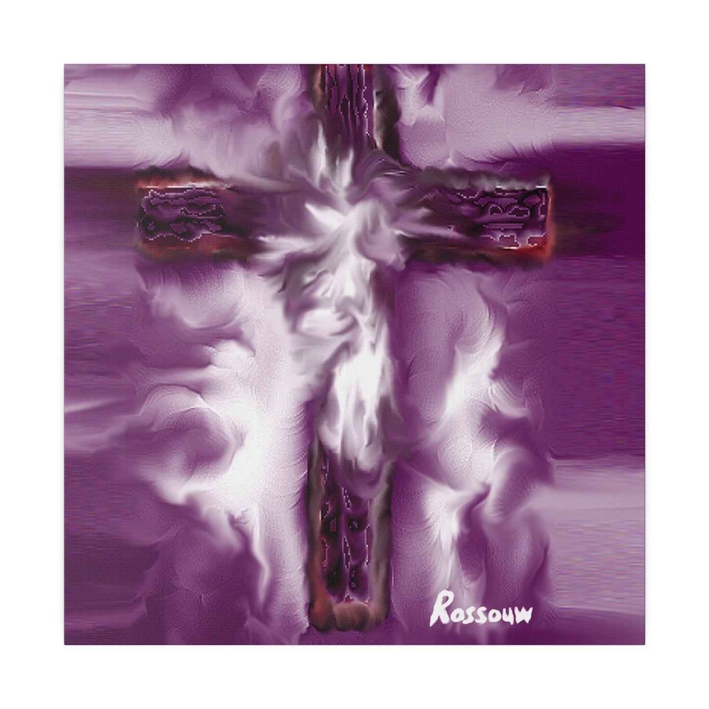 "Powerful Cross Painting - Inspirational Art by Rossouw on Matte Canvas"