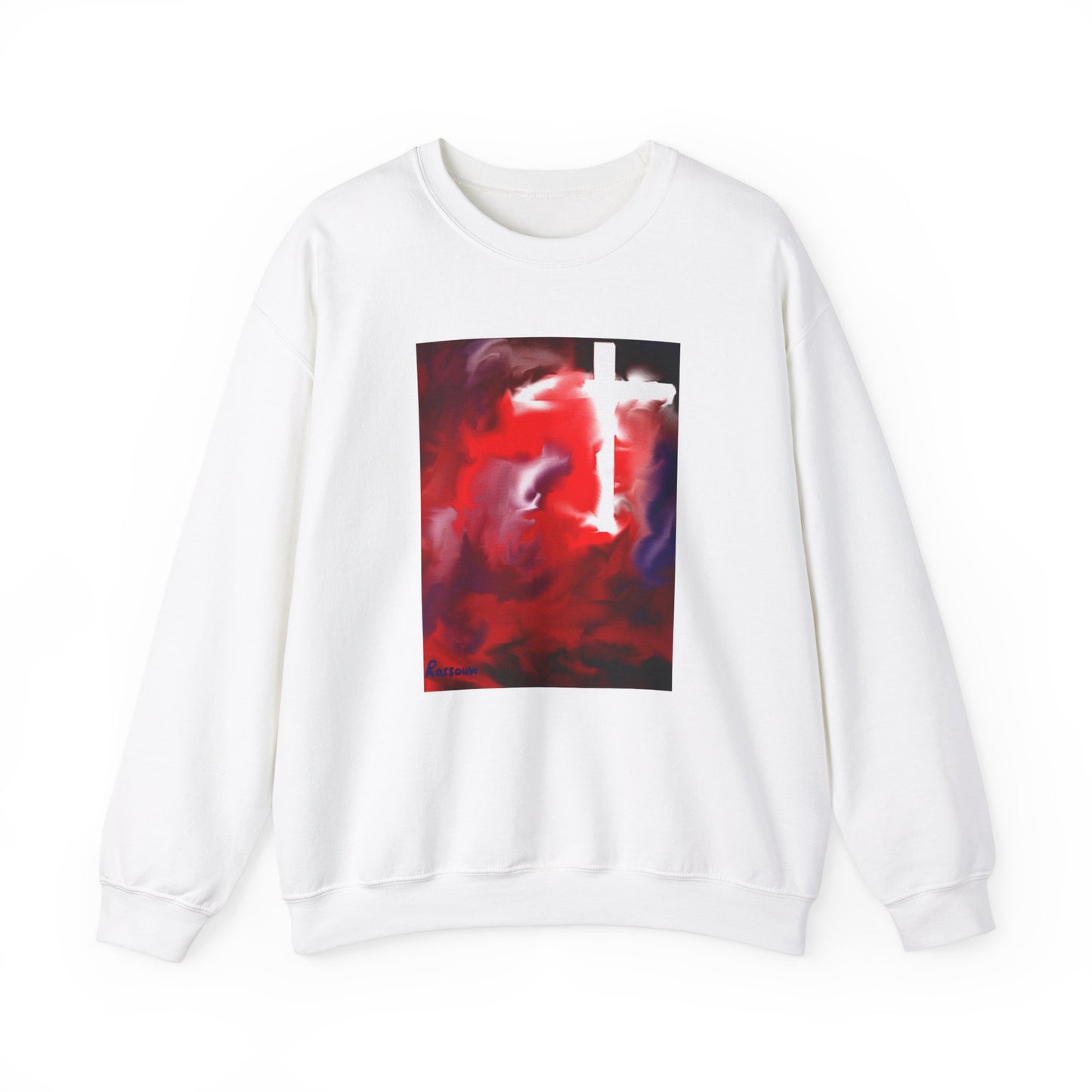 "Above The Light - Enlightened Spirit Crewneck Sweatshirt – Spiritual Cross Art Painting”