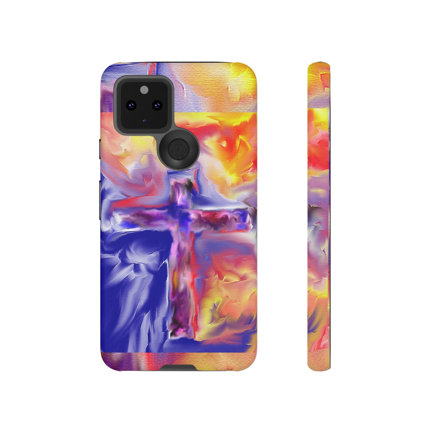 "Golden Rainbow - Divine Cross Protective Phone Case"