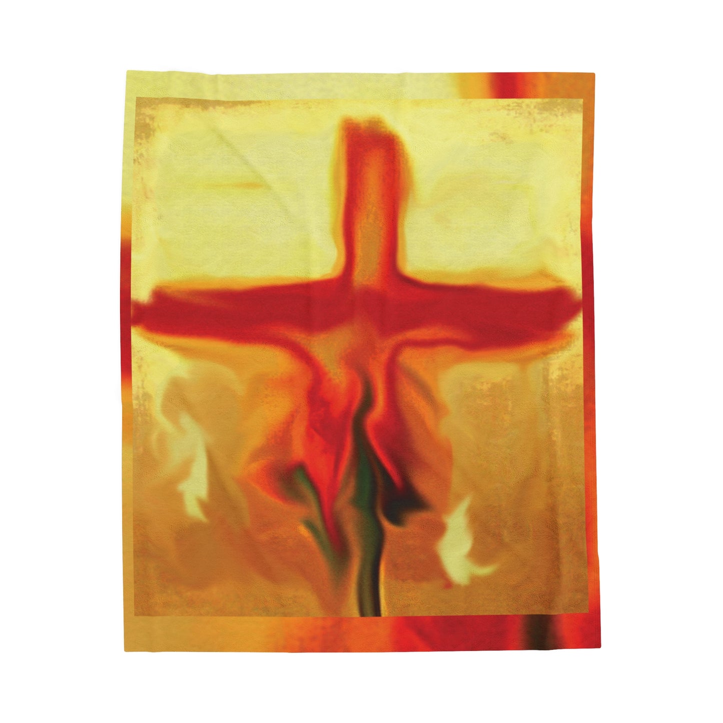 "Rose Petals - Exclusive Rossouw Art Velveteen Blanket – Powerful Cross Painting”