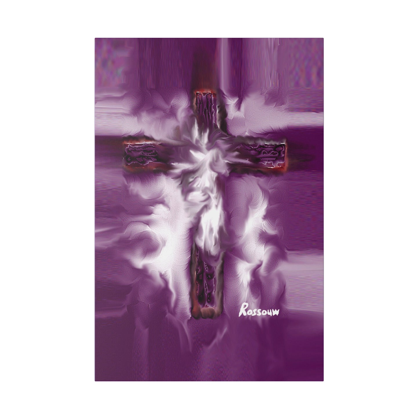 "Powerful Cross Painting - Inspirational Art by Rossouw on Matte Canvas"