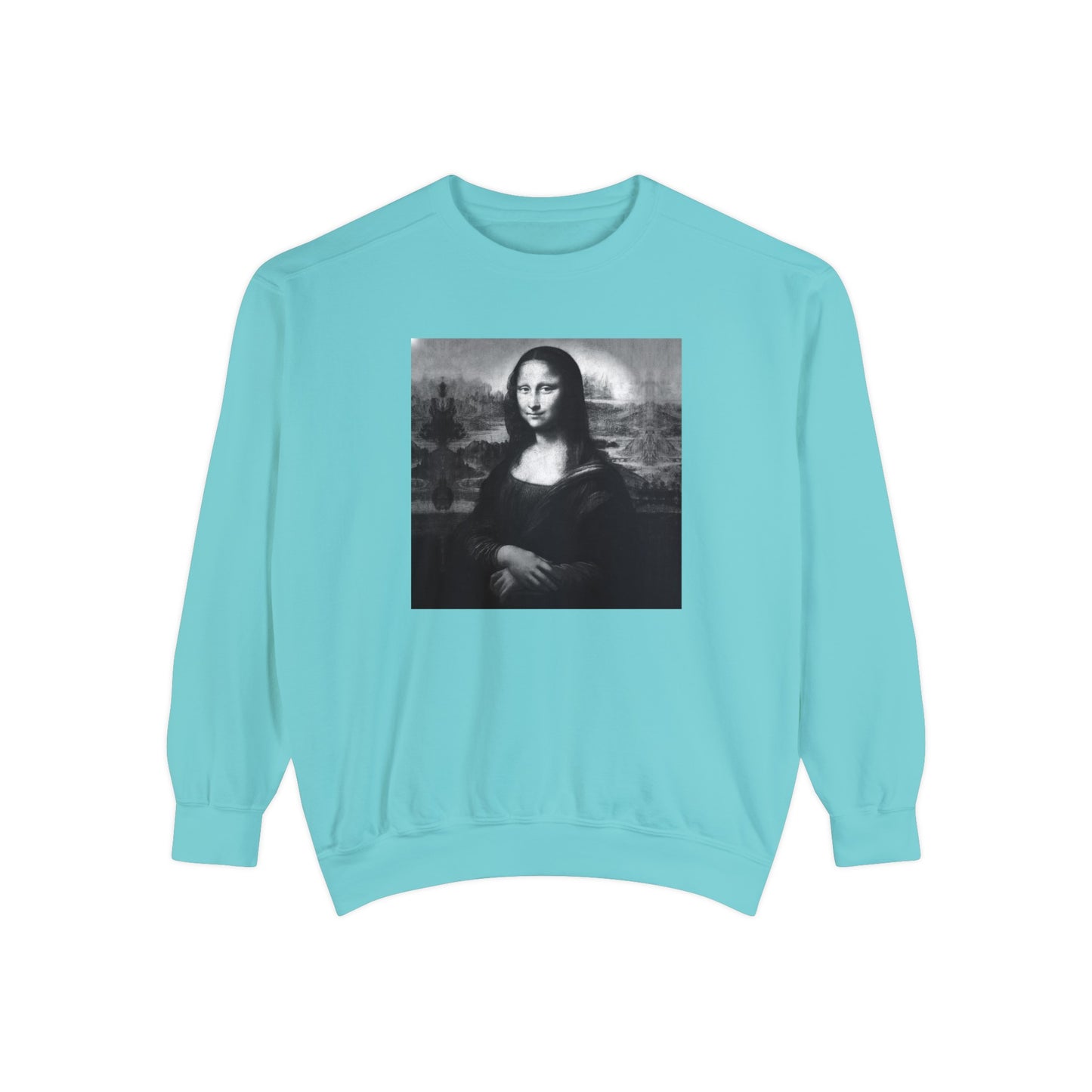 Mona Lisa (B&W): Luxurious Unisex Garment-Dyed Sweatshirt