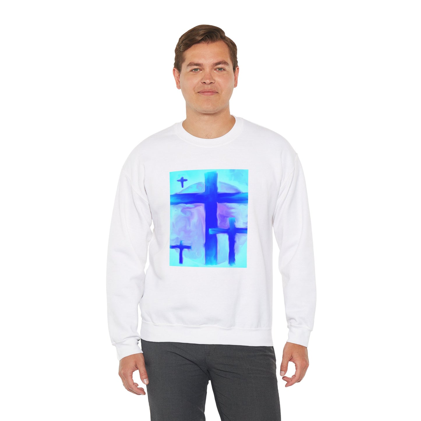 "Dream Visions - Enlightened Spirit Crewneck Sweatshirt – Spiritual Cross Art Painting”