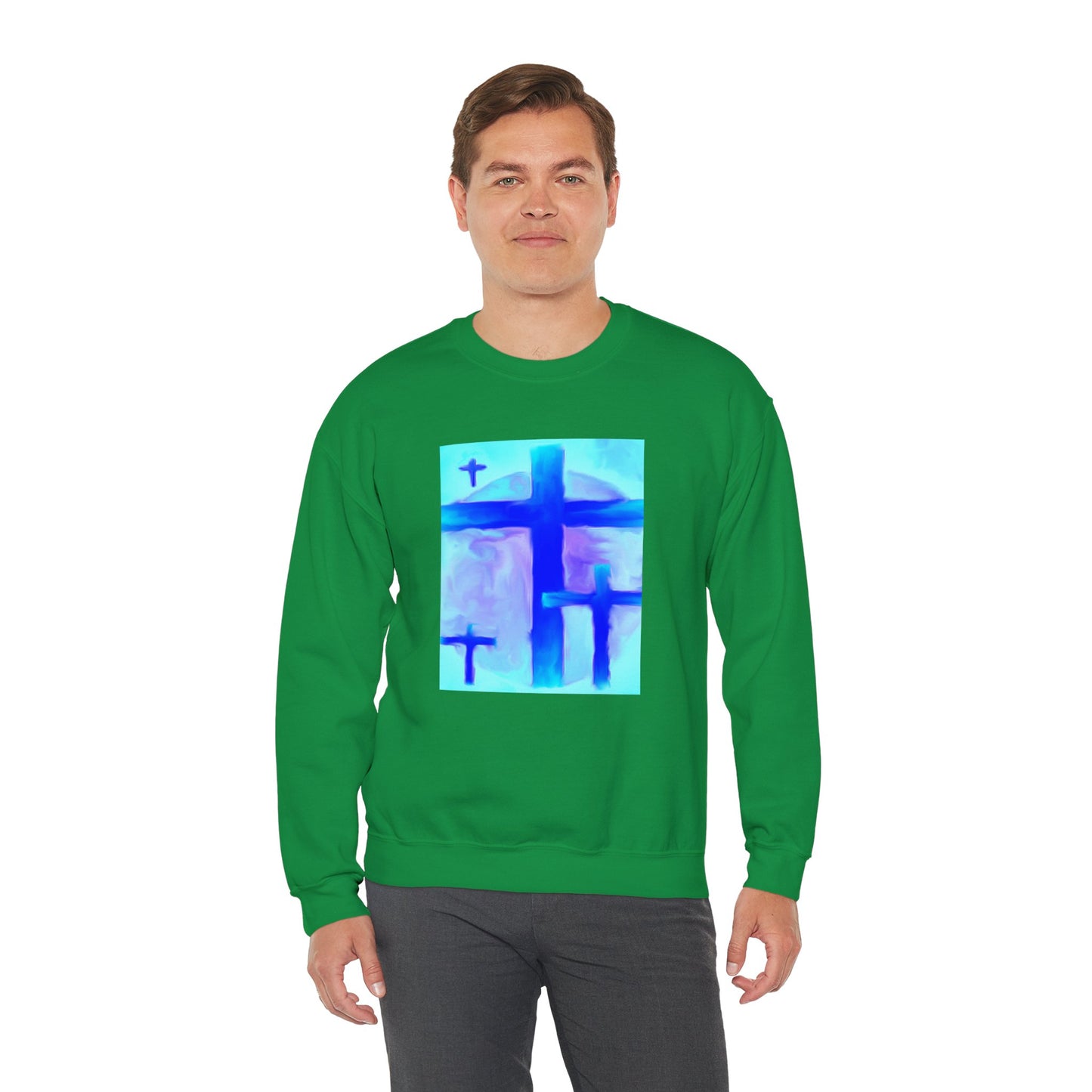 "Dream Visions - Enlightened Spirit Crewneck Sweatshirt – Spiritual Cross Art Painting”