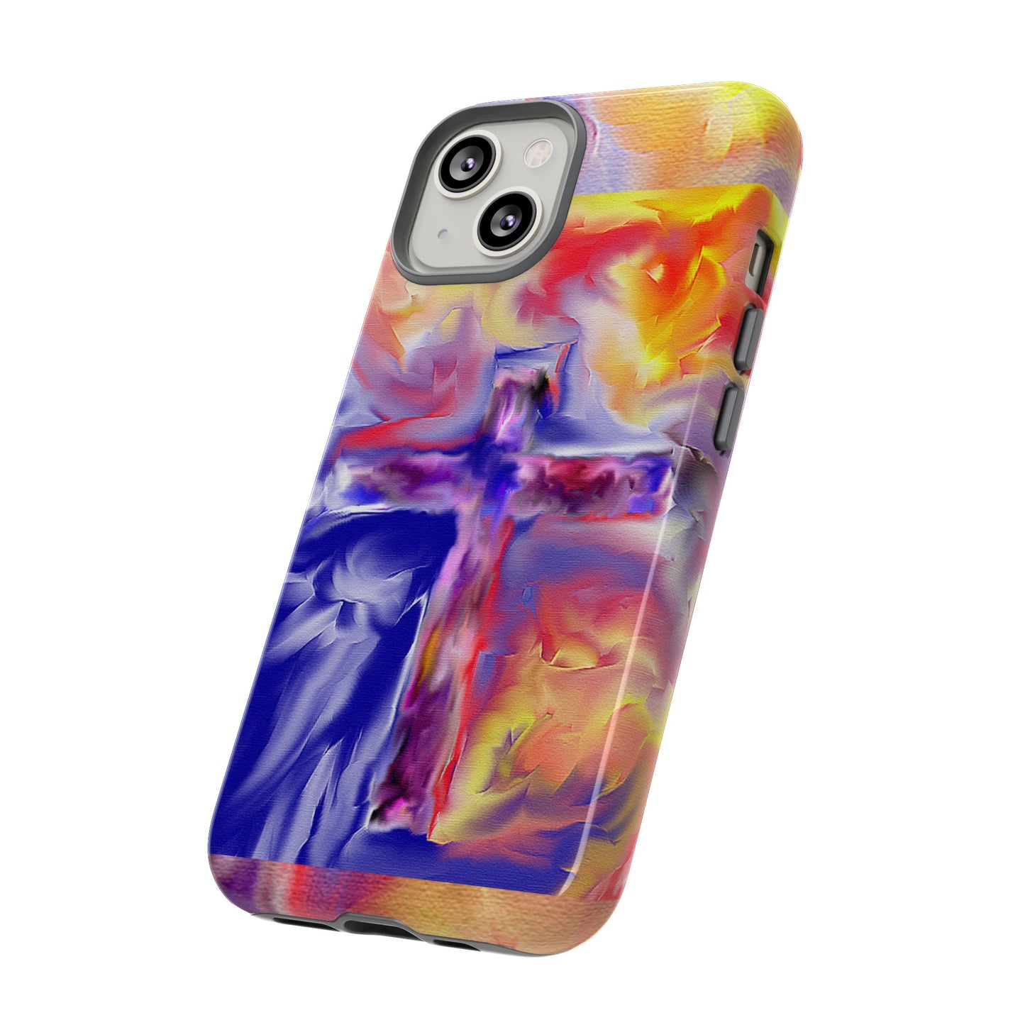 "Golden Rainbow - Divine Cross Protective Phone Case"